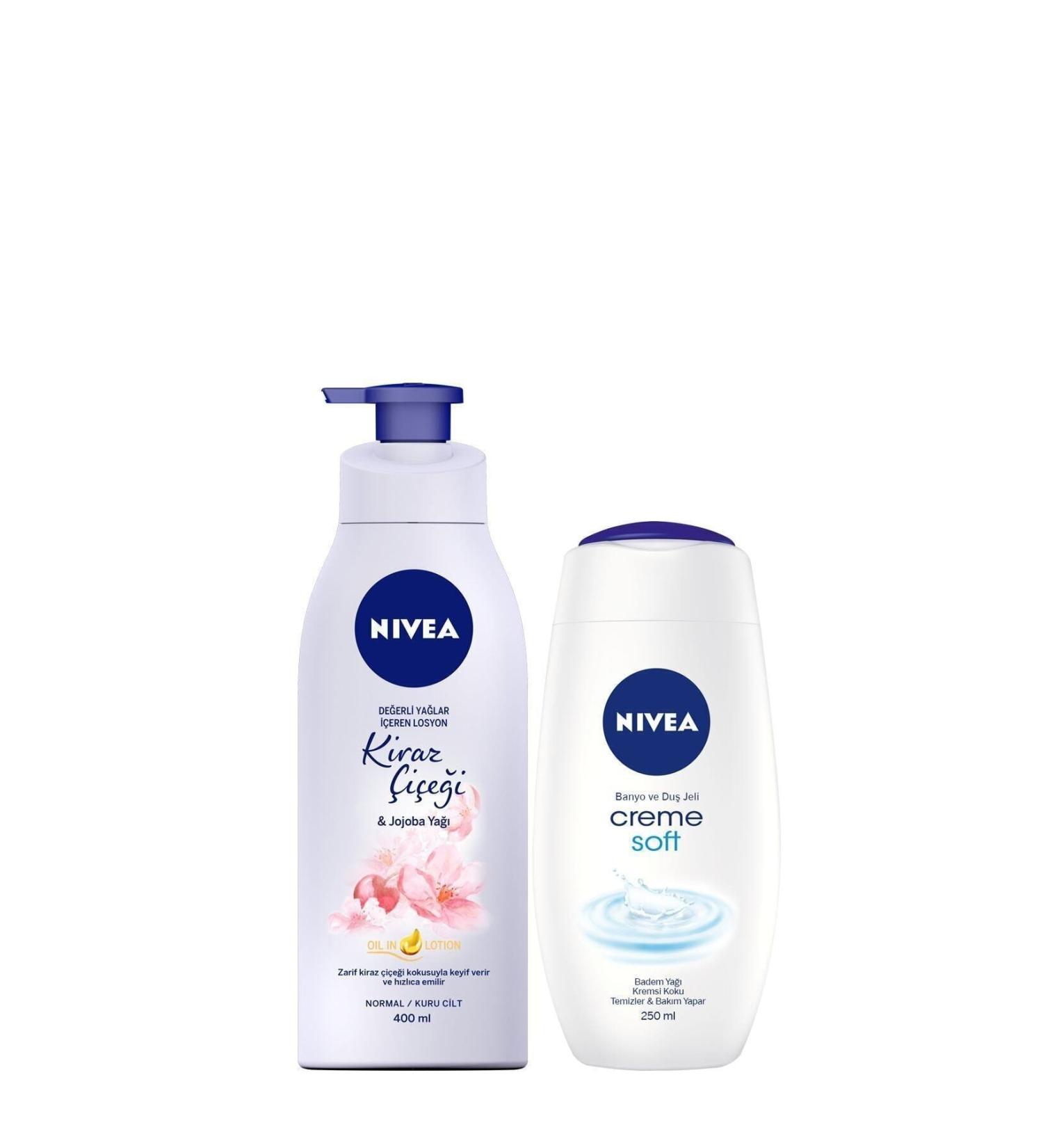 NIVEA Lotion with Precious Oils Cherry Blossom & Jojoba Oil 400 ml + Shower Gel Cr me Soft 250 ml