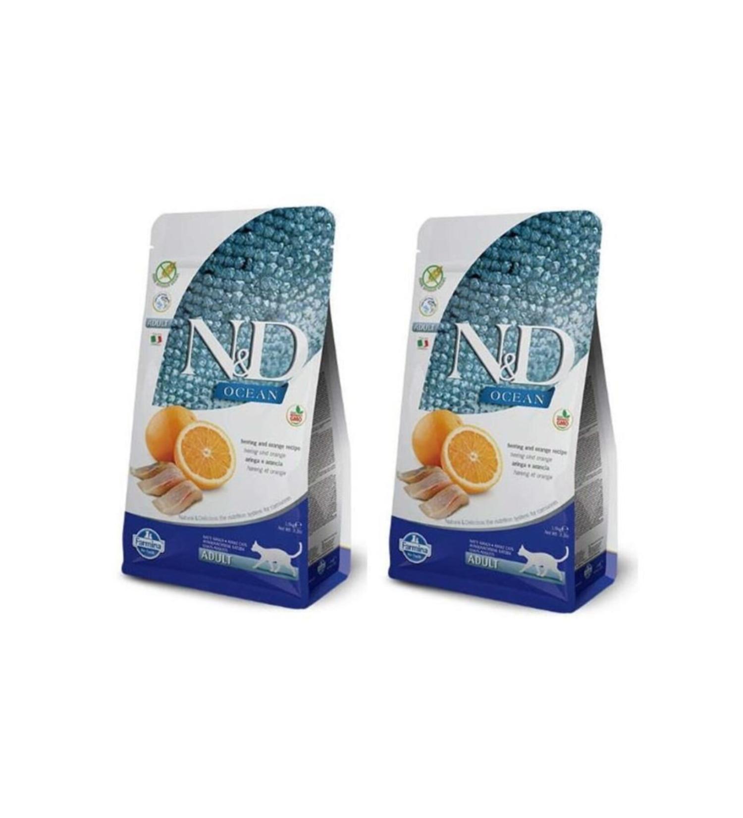 N & D Grain Free Adult Fish Orange Cat Food 1.5 kg 2 Pieces