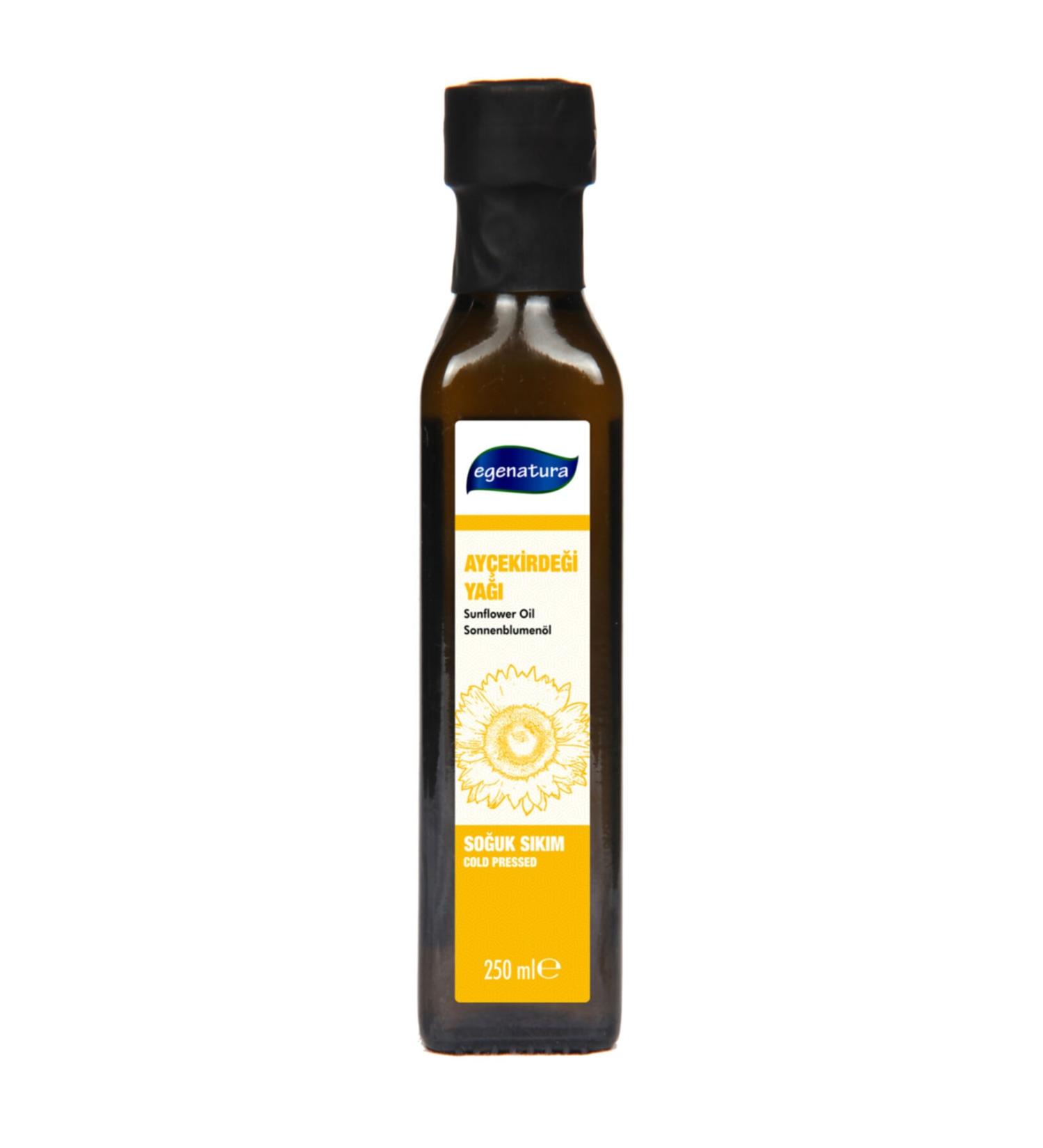 egenatura Sunflower Seed Oil 250 ml - Cold Pressed & Glass Bottle