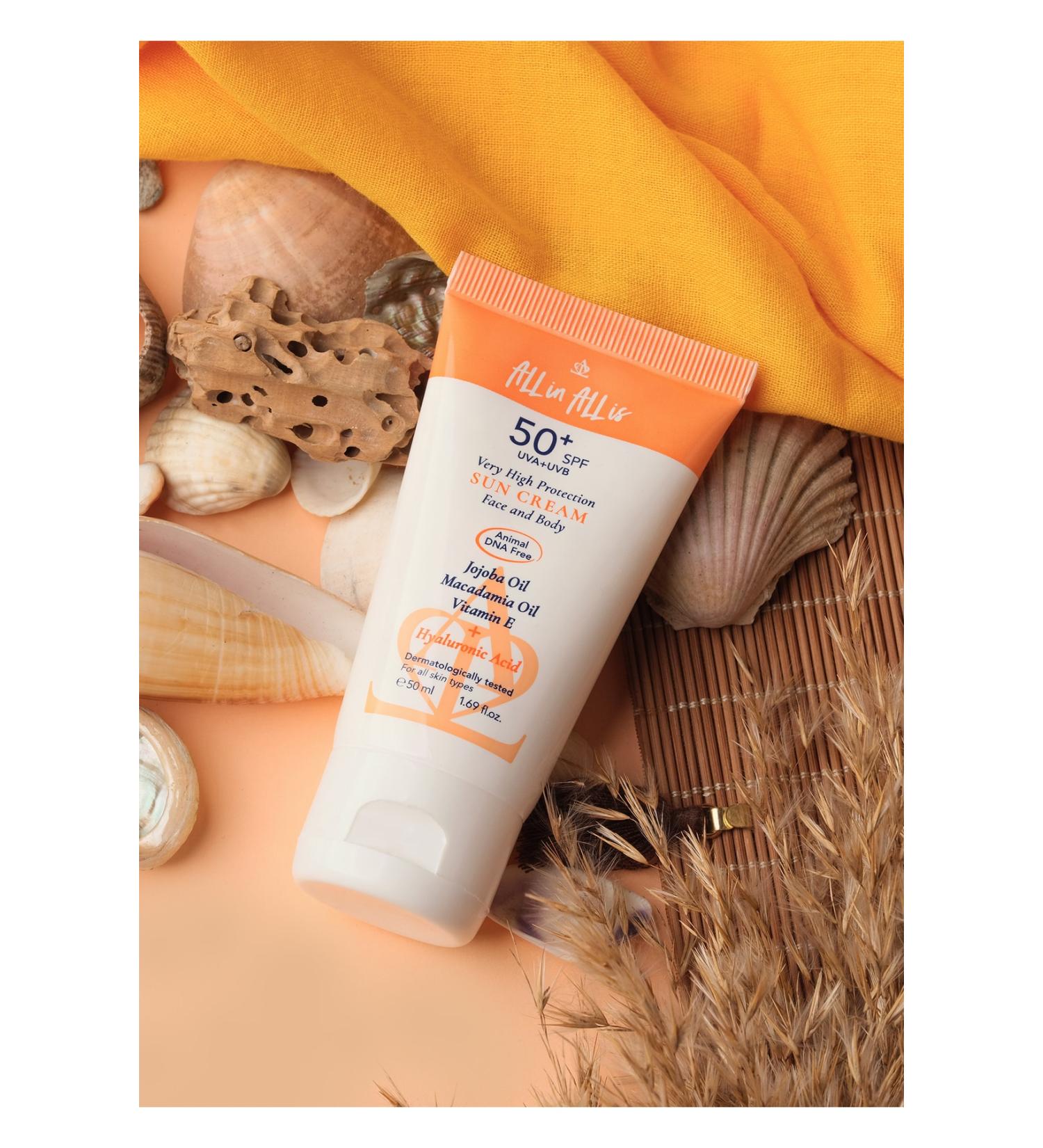 All in All is a High Protection Sunscreen for All Skins with SPF 50+ Containing Hyaluronic Acid and Jojoba Oil. - Buy Online on GoSupps.com