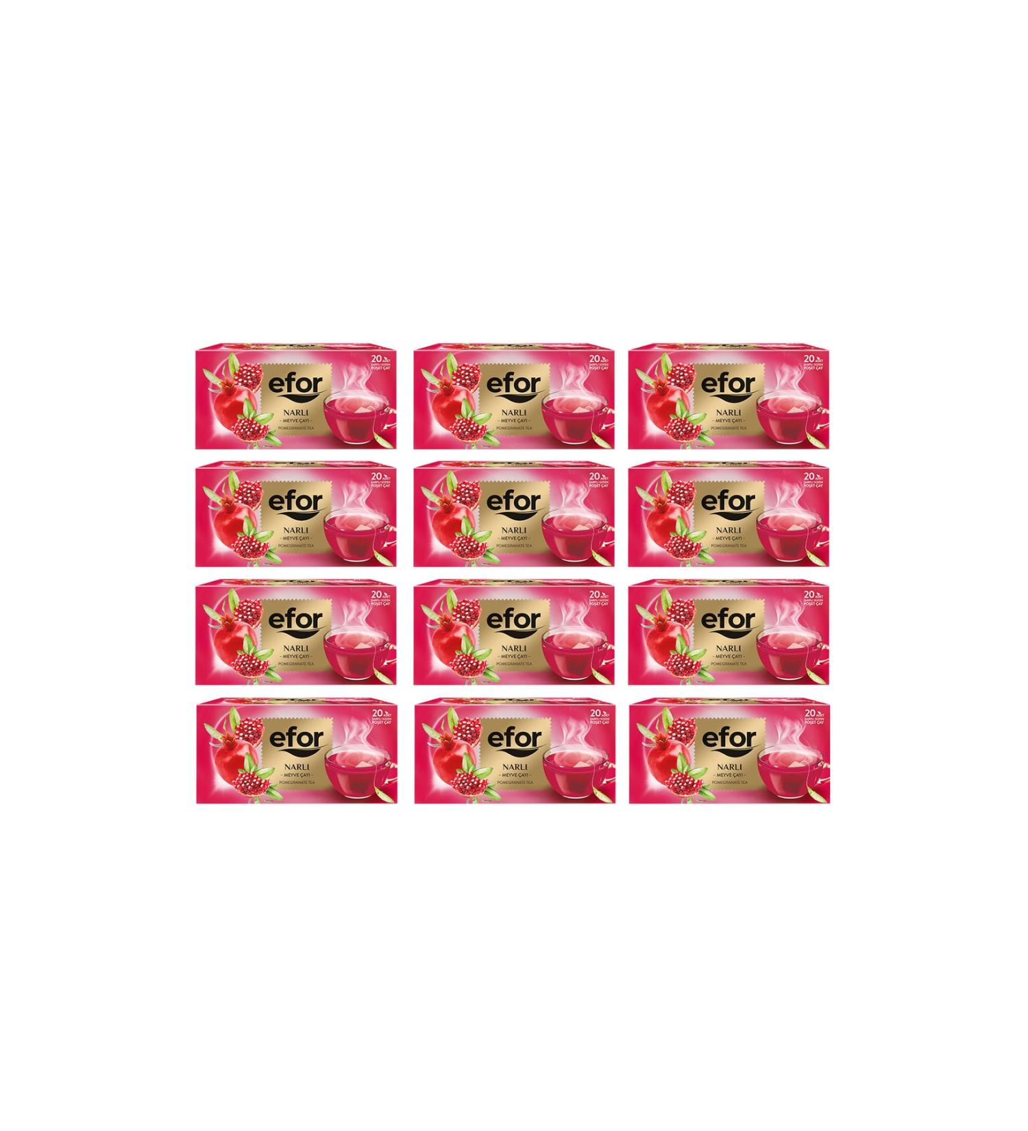 EFOR TEA Efor Pomegranate Glass Bag Herbal and Fruit Tea 20 Pieces X 12 Pieces