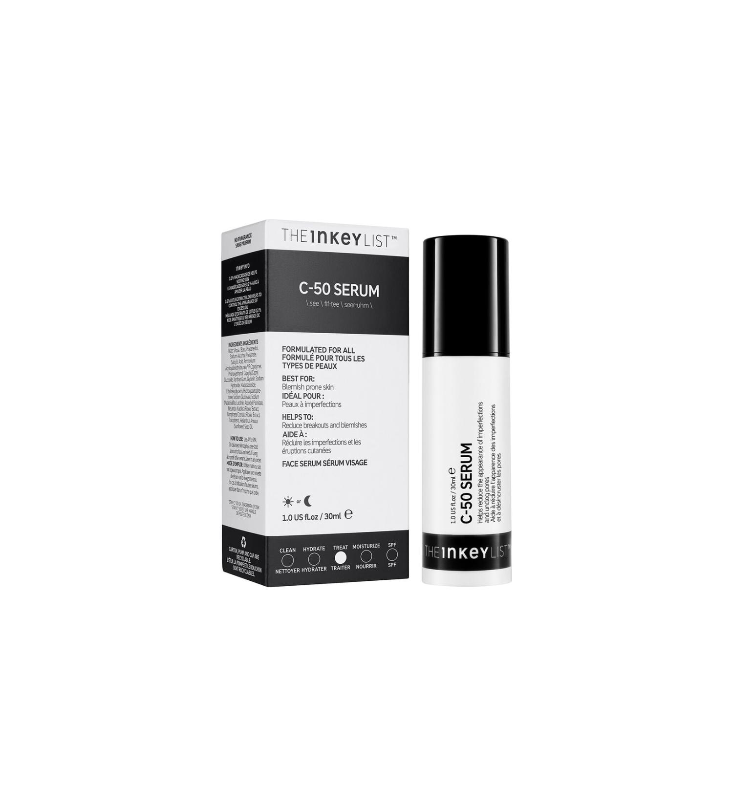 THE INKEY LIST C-50 Blemish Night Treatment Anti-Blemish Vitamin E Night Serum 30ml - Buy Online on GoSupps.com