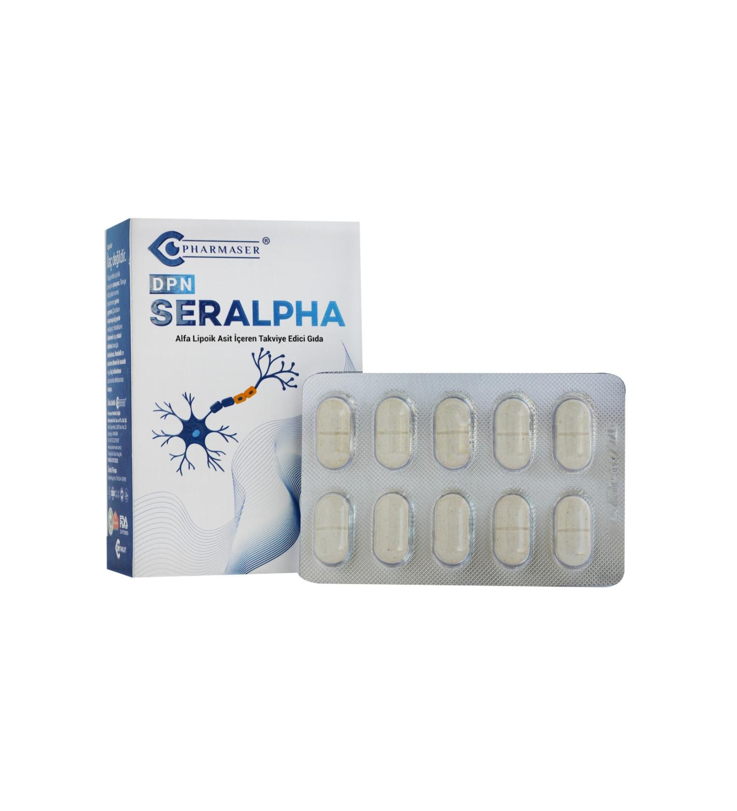 Pharmaser Seralpha 600 Mg Supplementary Food Containing Alpha Lipoic Acid B12 and Multivitamins - Buy Online on GoSupps.com