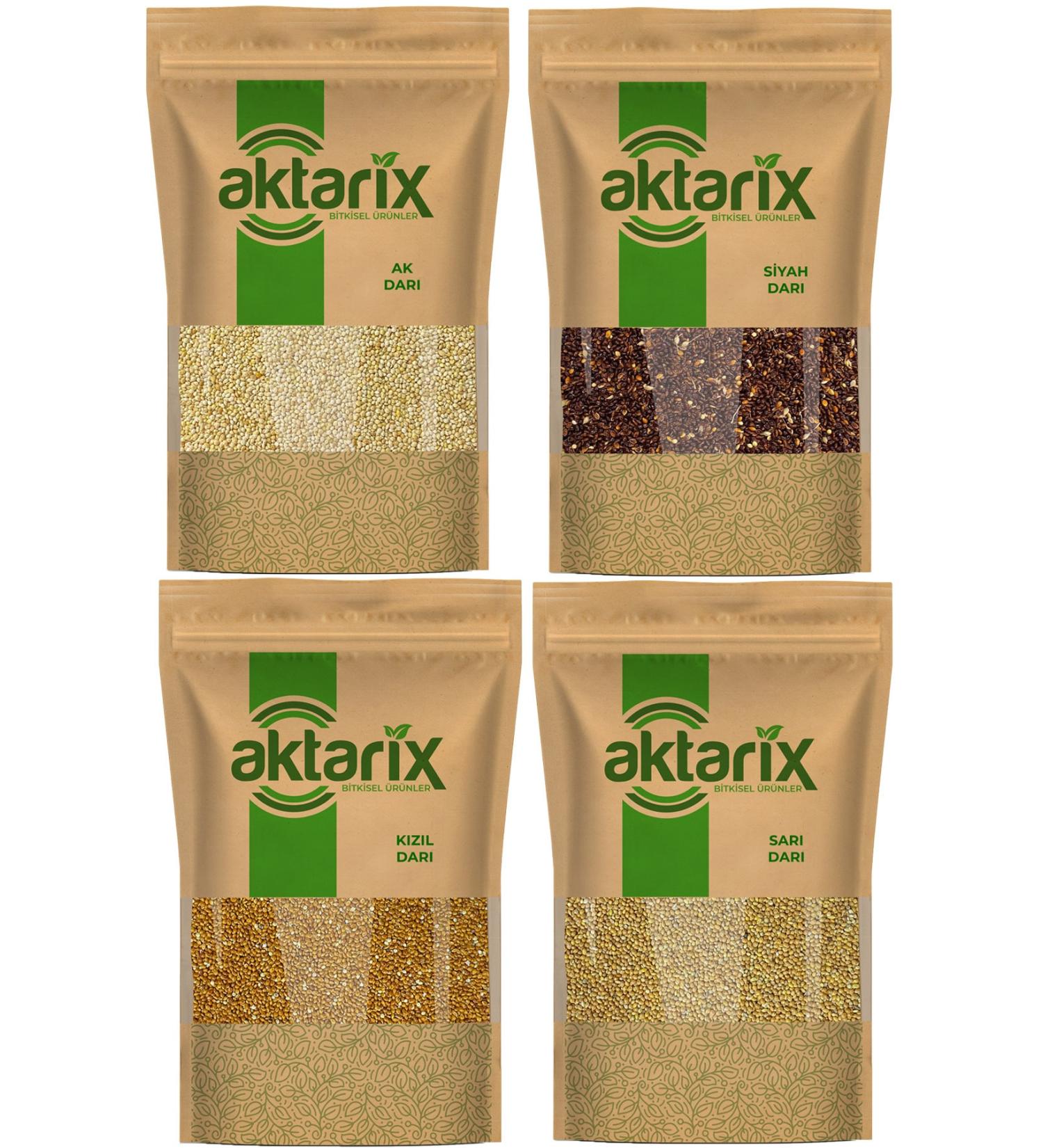 Aktarix 4-Piece Parrot Bird Food Set 1 Gram White Millet + Yellow Millet + Red Millet + Black Millet 4 Kg