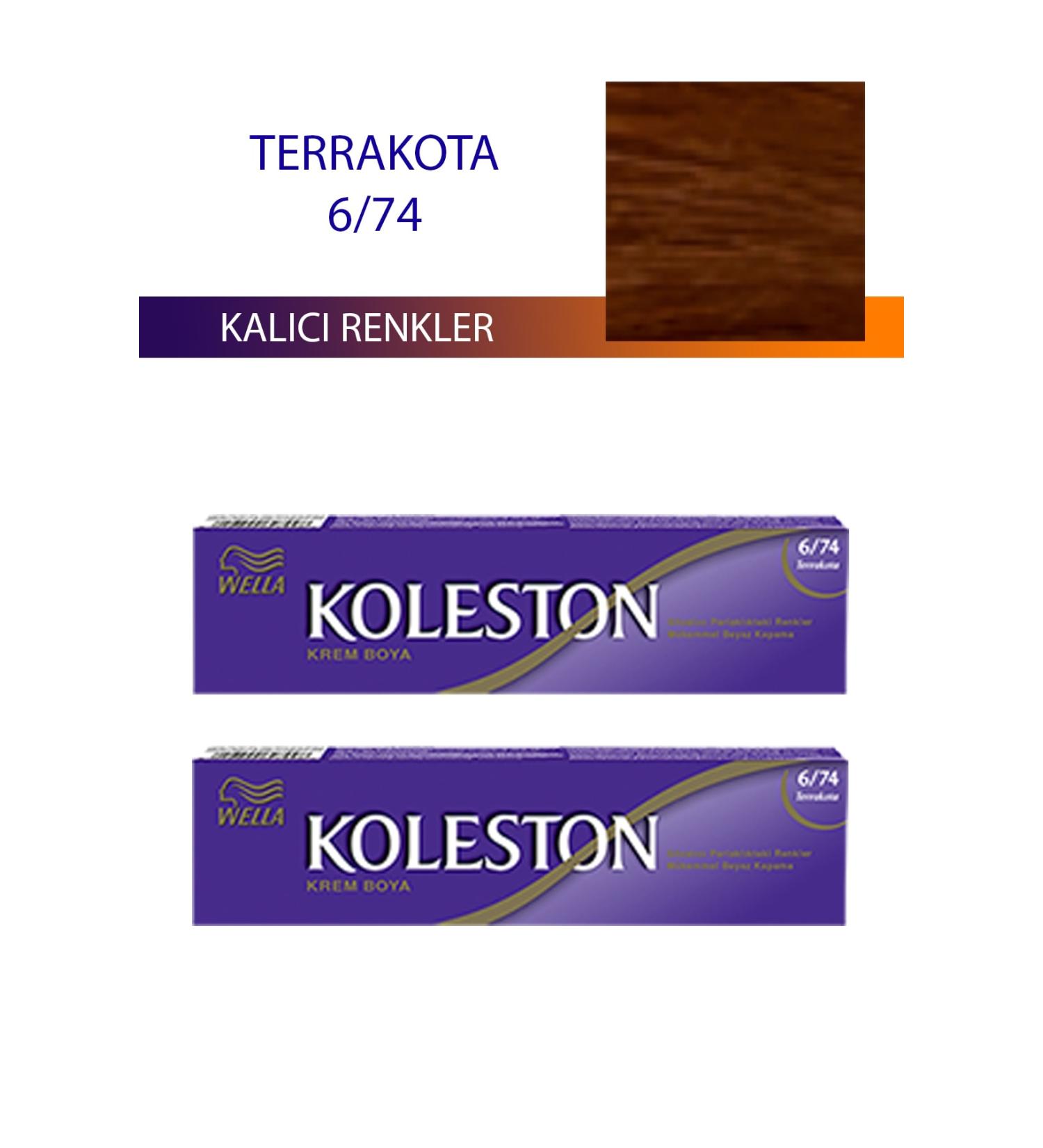 Wella 2 Pieces Single Tube Hair Dye Terracotta 6/74