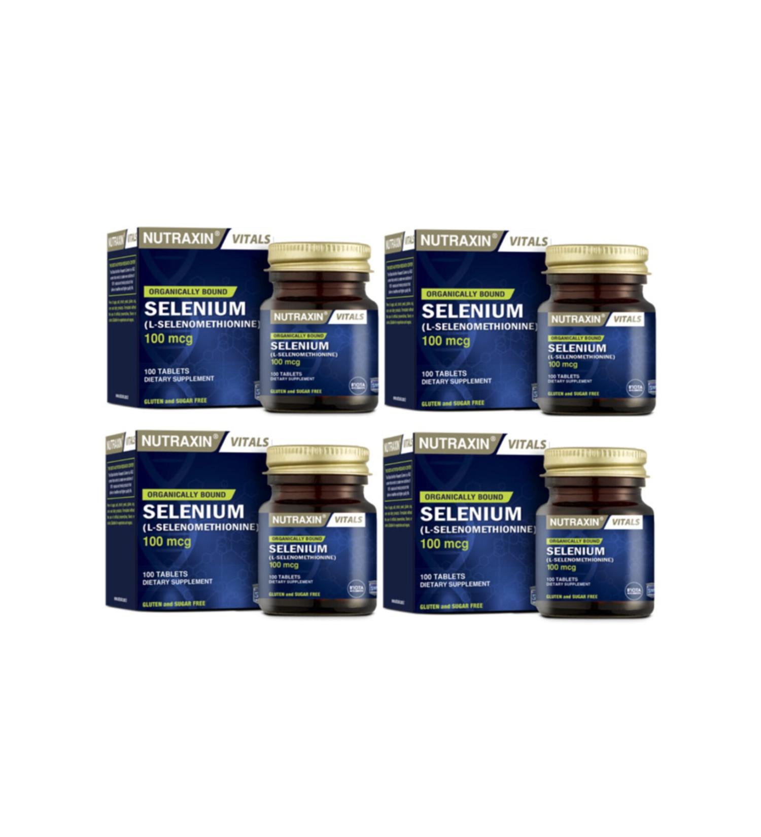Nutraxin Selenium 100 Mcg 100 Tablets-Selenium Supplement*4 Pieces