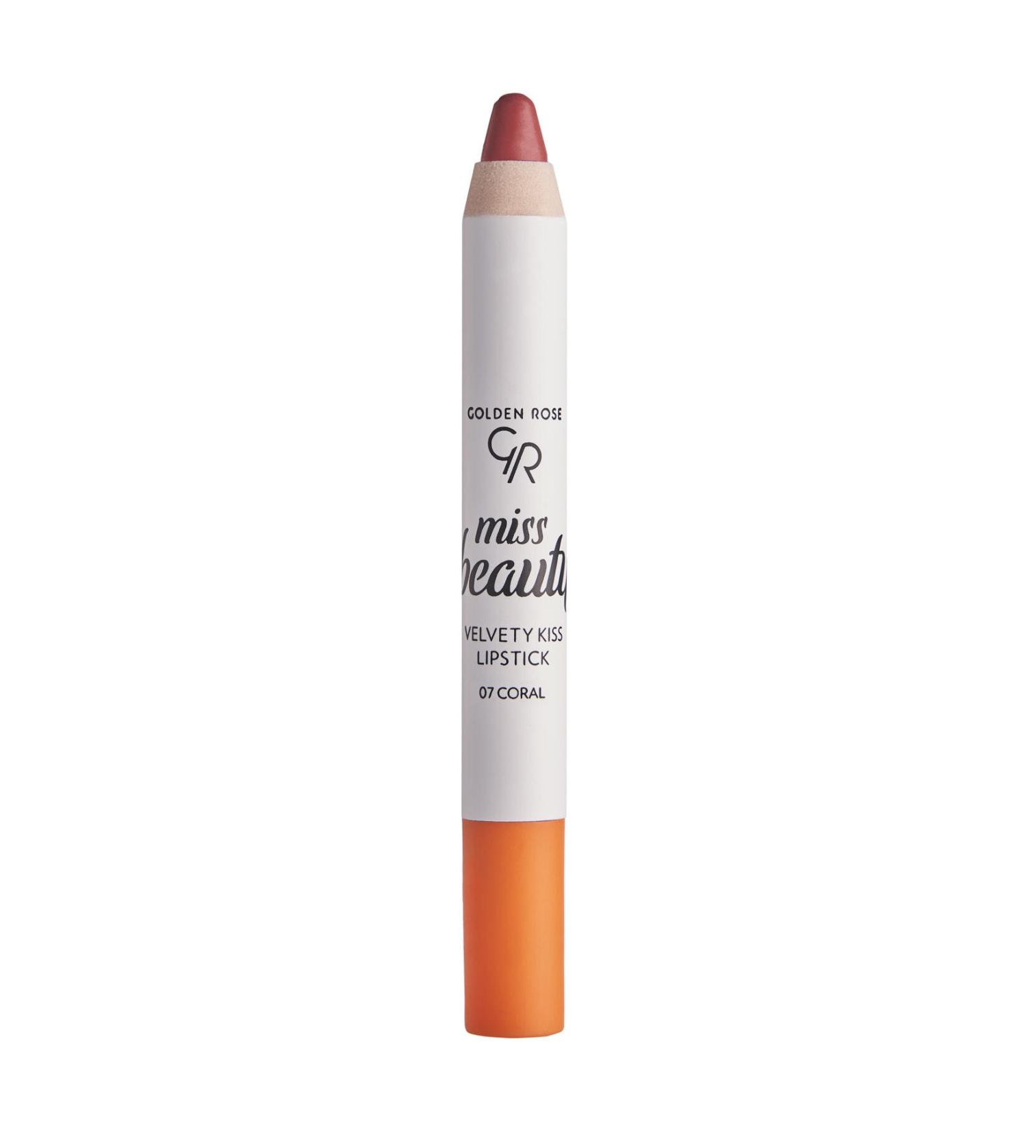 Golden Rose Miss Beauty Velvety Kiss Lipstick No:07 Coral - Matte Pencil Lipstick - Buy Online on GoSupps.com