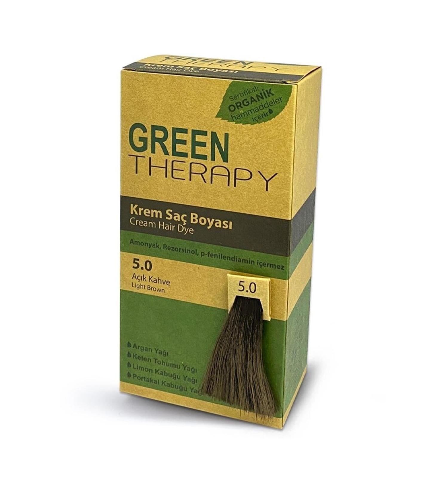 Green Therapy Cream Hair Dye Argan Oil 5.0 Light Brown natural1157