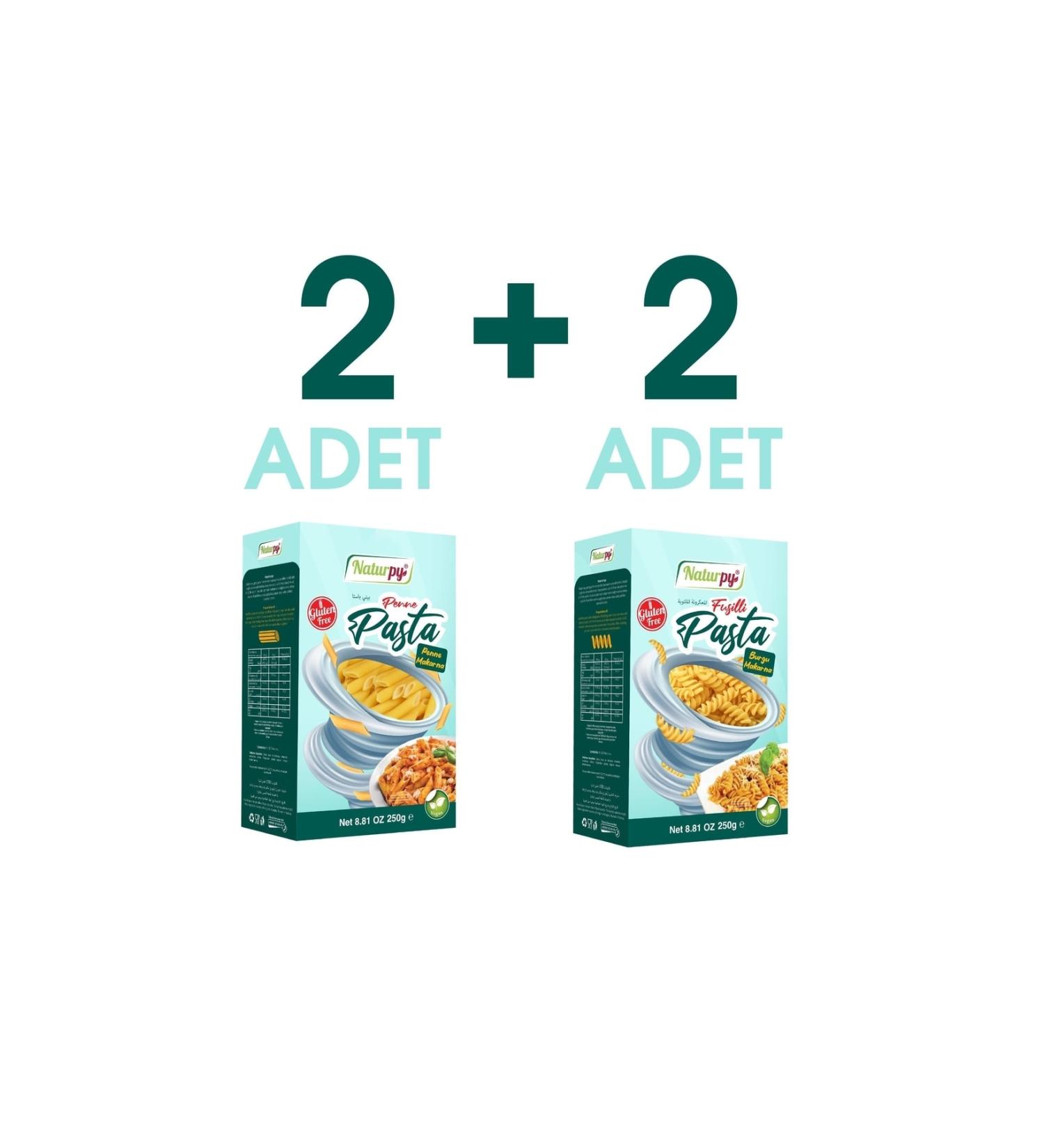 Naturpy Gluten-Free Tube-Spiral Pasta (penne-fusilli) 250 Gr. X 2+2 Pieces