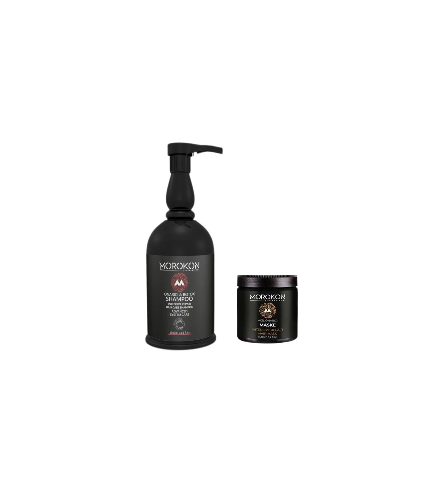 MOROKON Repair & Botox Shampoo 1000 Ml + Emergency Repair Hair Mask All Hair 500 Ml