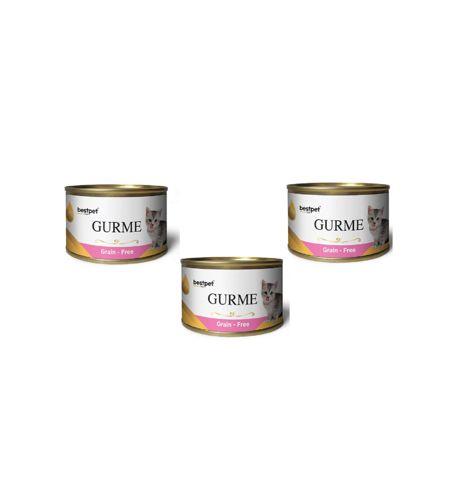 Bestpet 3 Pieces Gourmet 100 Gr Canned Kitten Cat Food Chicken Gold Series