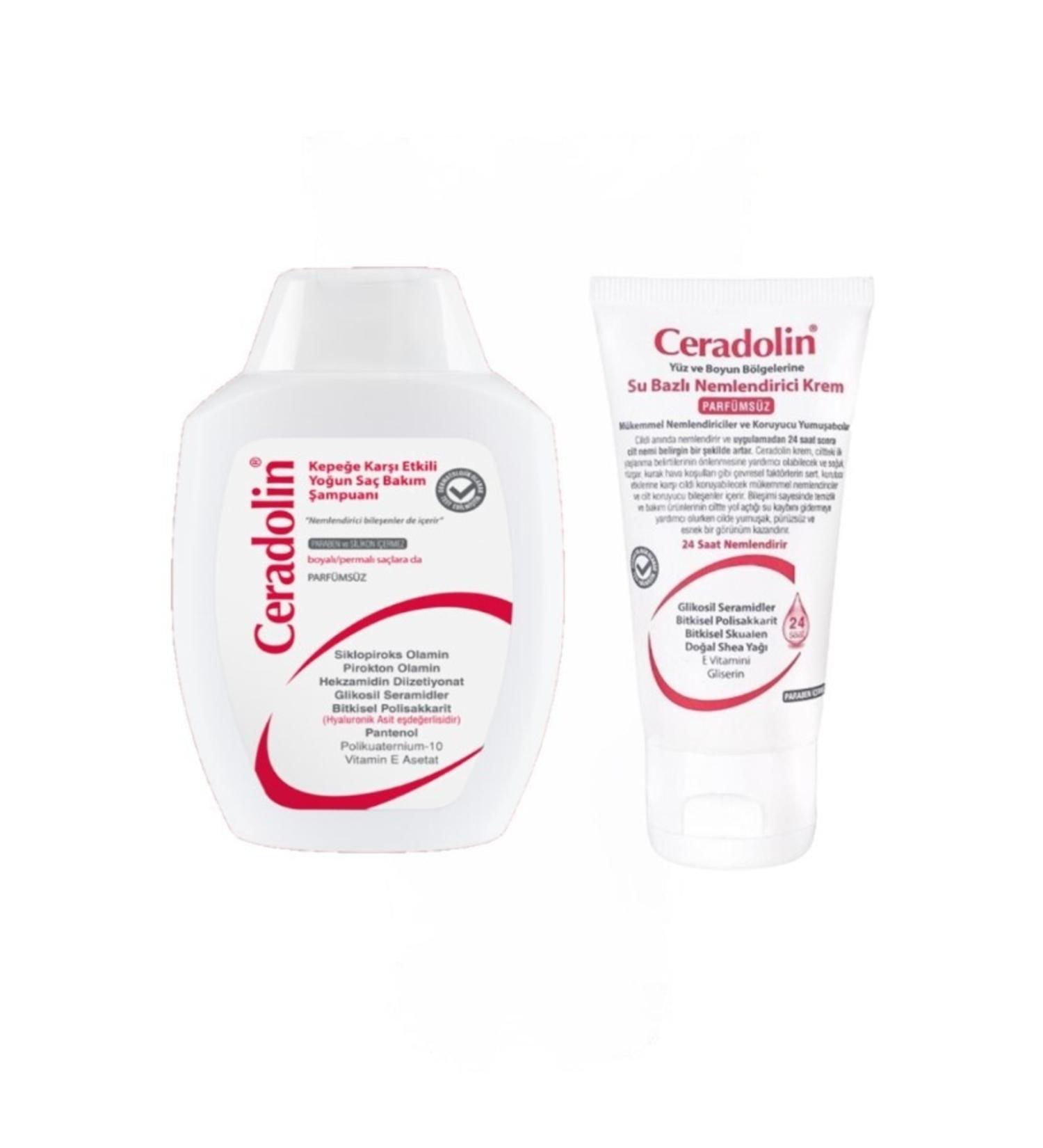 Ceradolin Anti-Dandruff Shampoo 300ml + Water-Based Moisturizing Cream 50ml Set - Buy Online on GoSupps.com