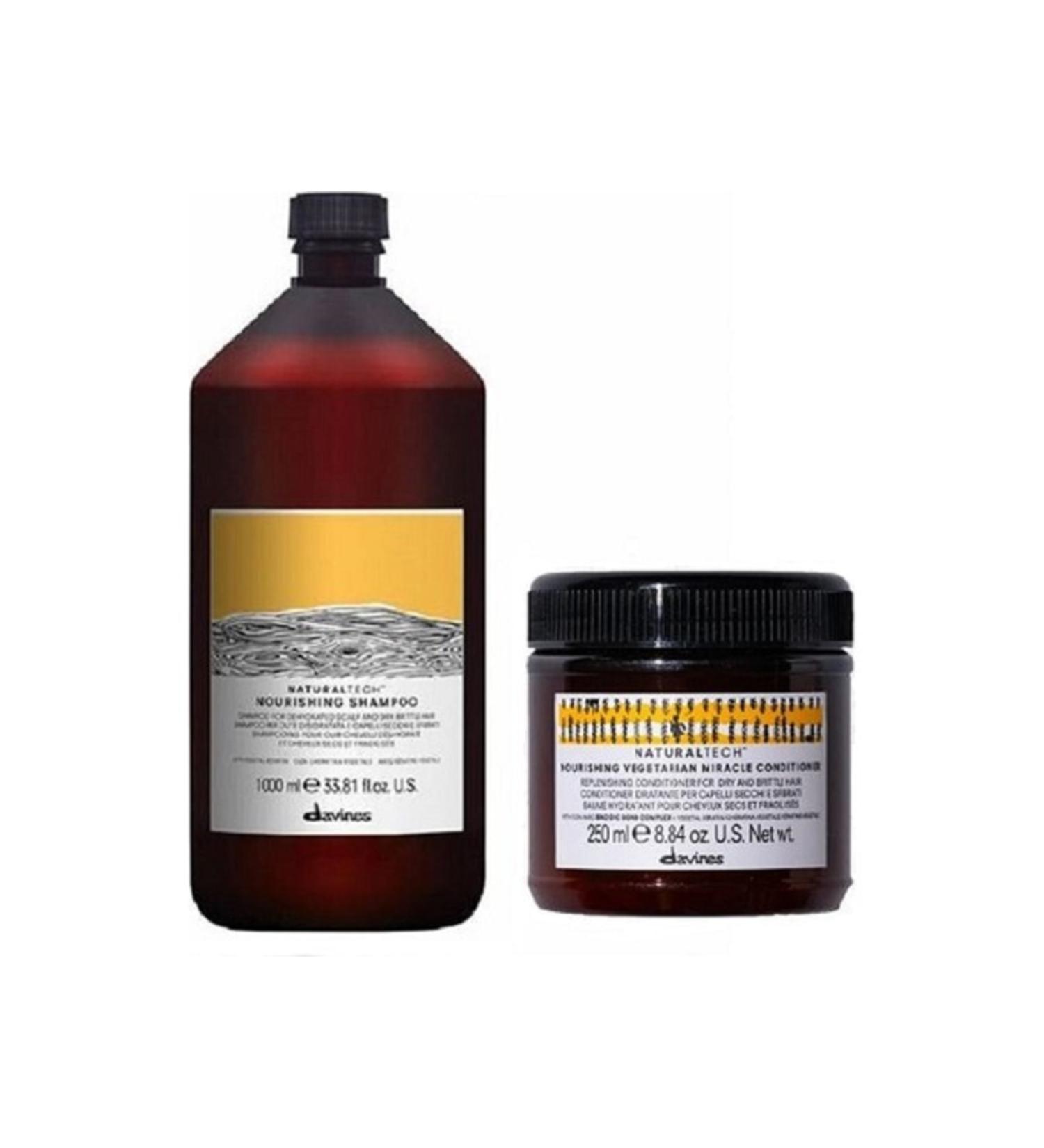 Davines Naturaltech Nourishing Shampoo 1000 Ml - Naturaltech Nourishing Vegatarian Miracle Condition