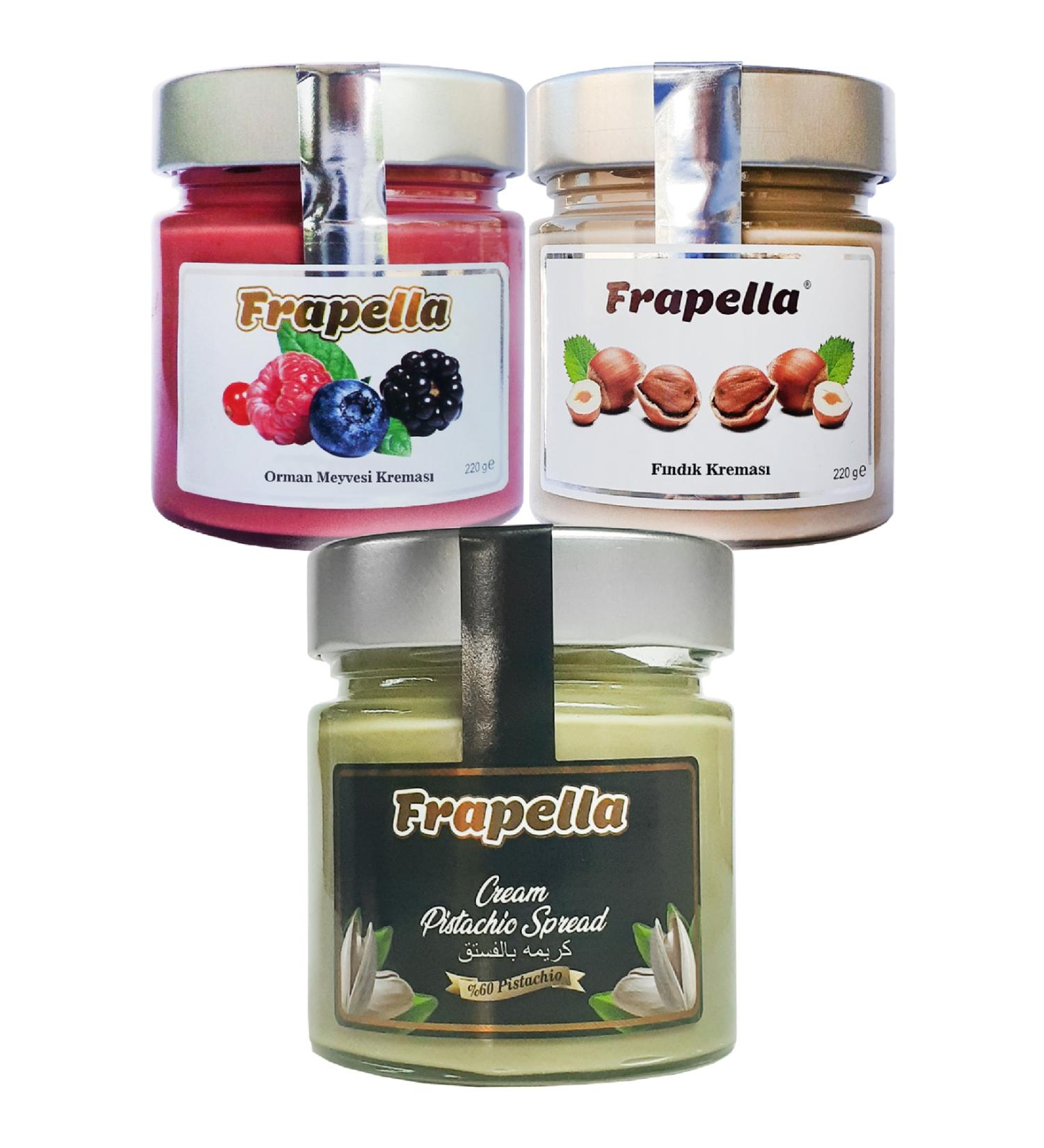 Frapella Pistachio Cream Hazelnut Cream Forest Fruit Cream 3 X 220 Gr.