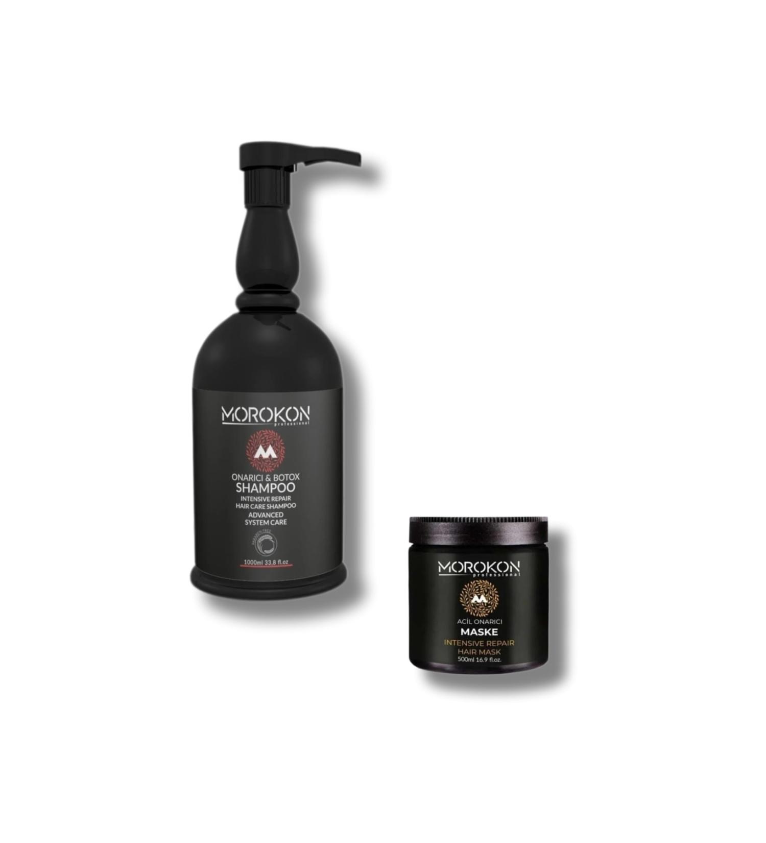 MOROKON Repair & Botox Shampoo 1000 ml Emergency Repair Hair Mask / 500 ml