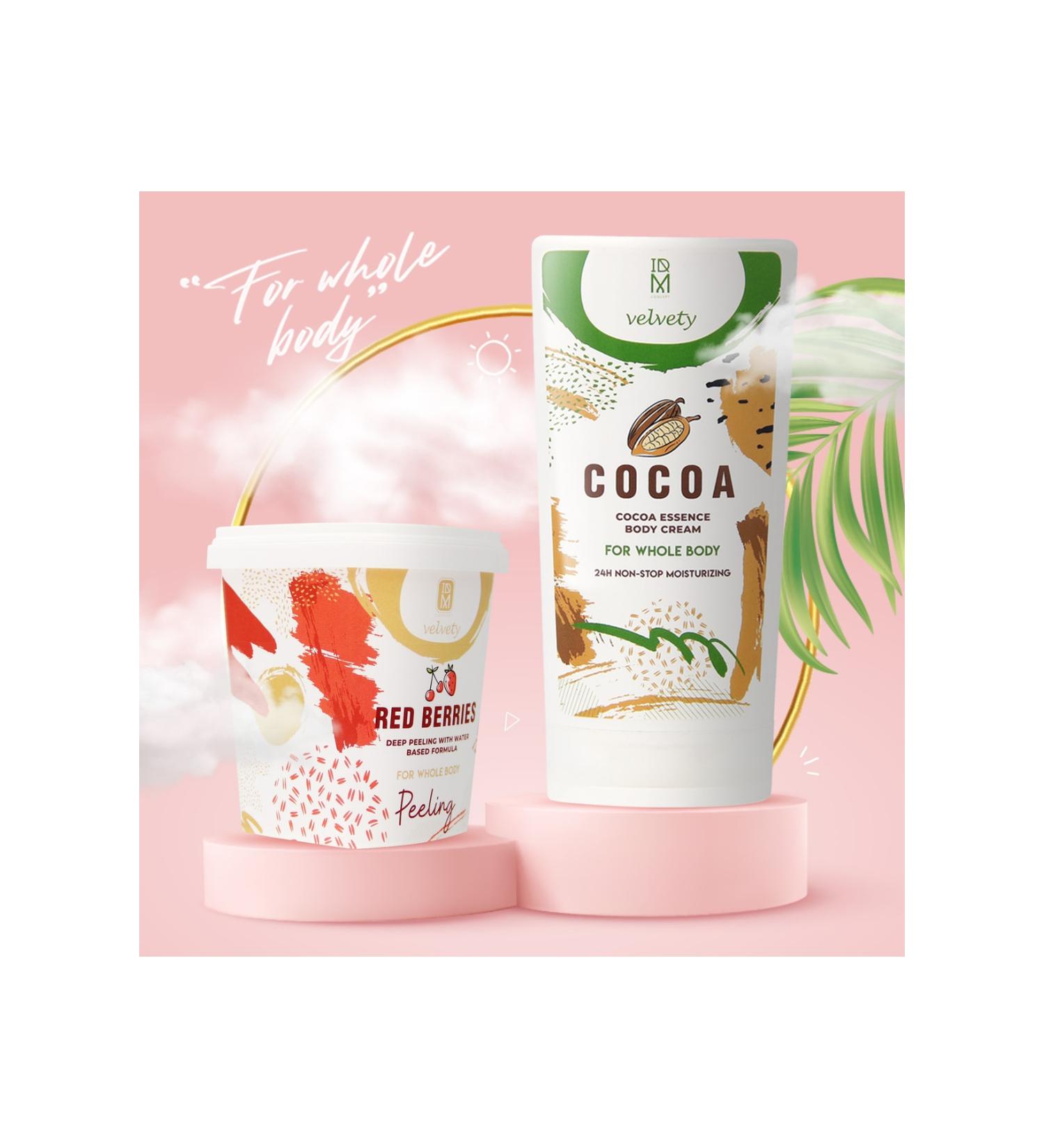 IDM VELVETY Cosmed Red Fruit Peeling (400ml) and Cocoa Body Cream (250ml)