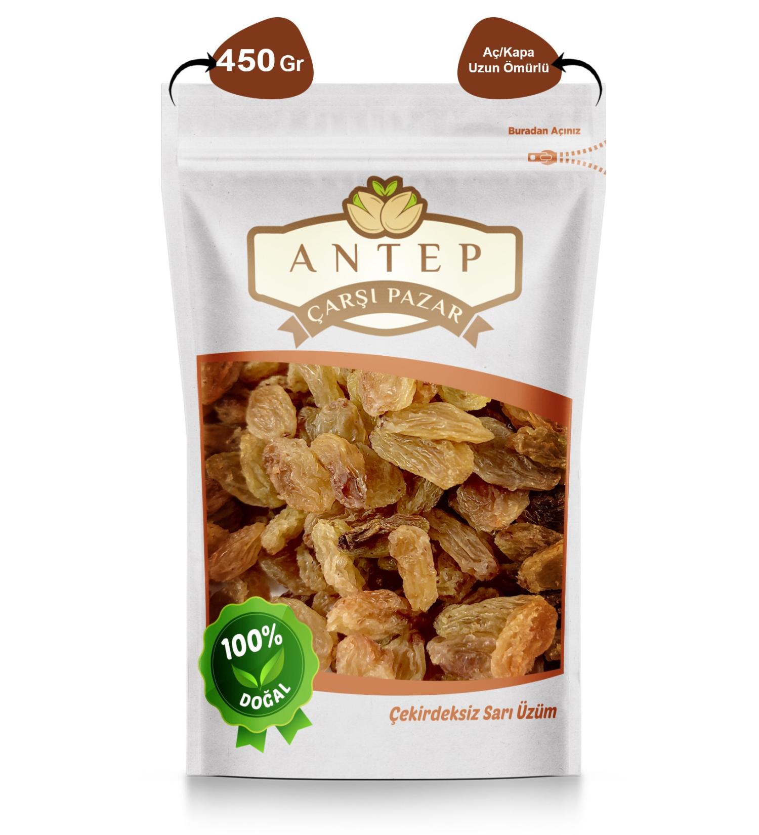 Antep Bazaar Market Dried Yellow Seedless Grapes Izmir | 450 Gr.