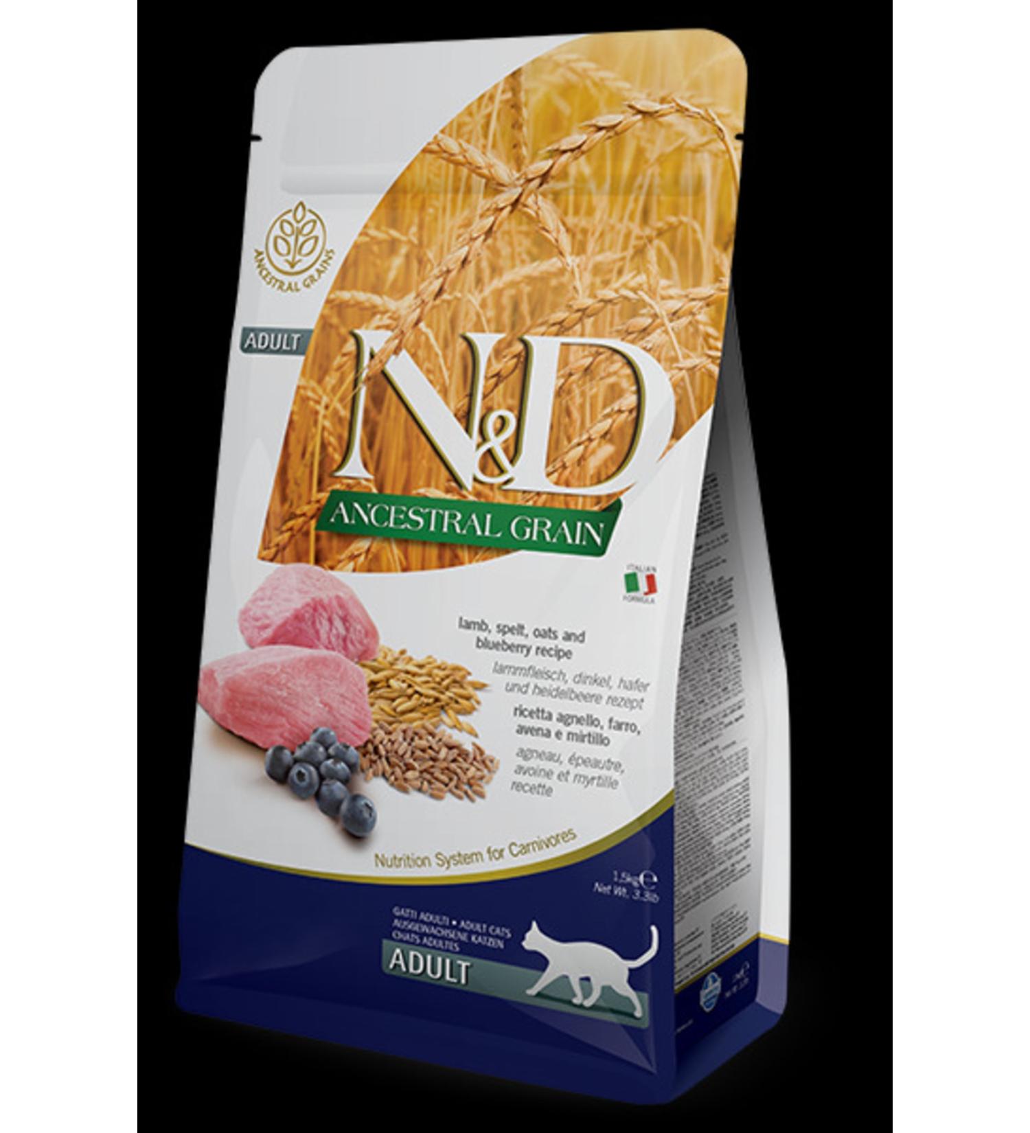 N & D Ancestral 5 kg Adult Cat Food Low Grain Lamb Blueberry