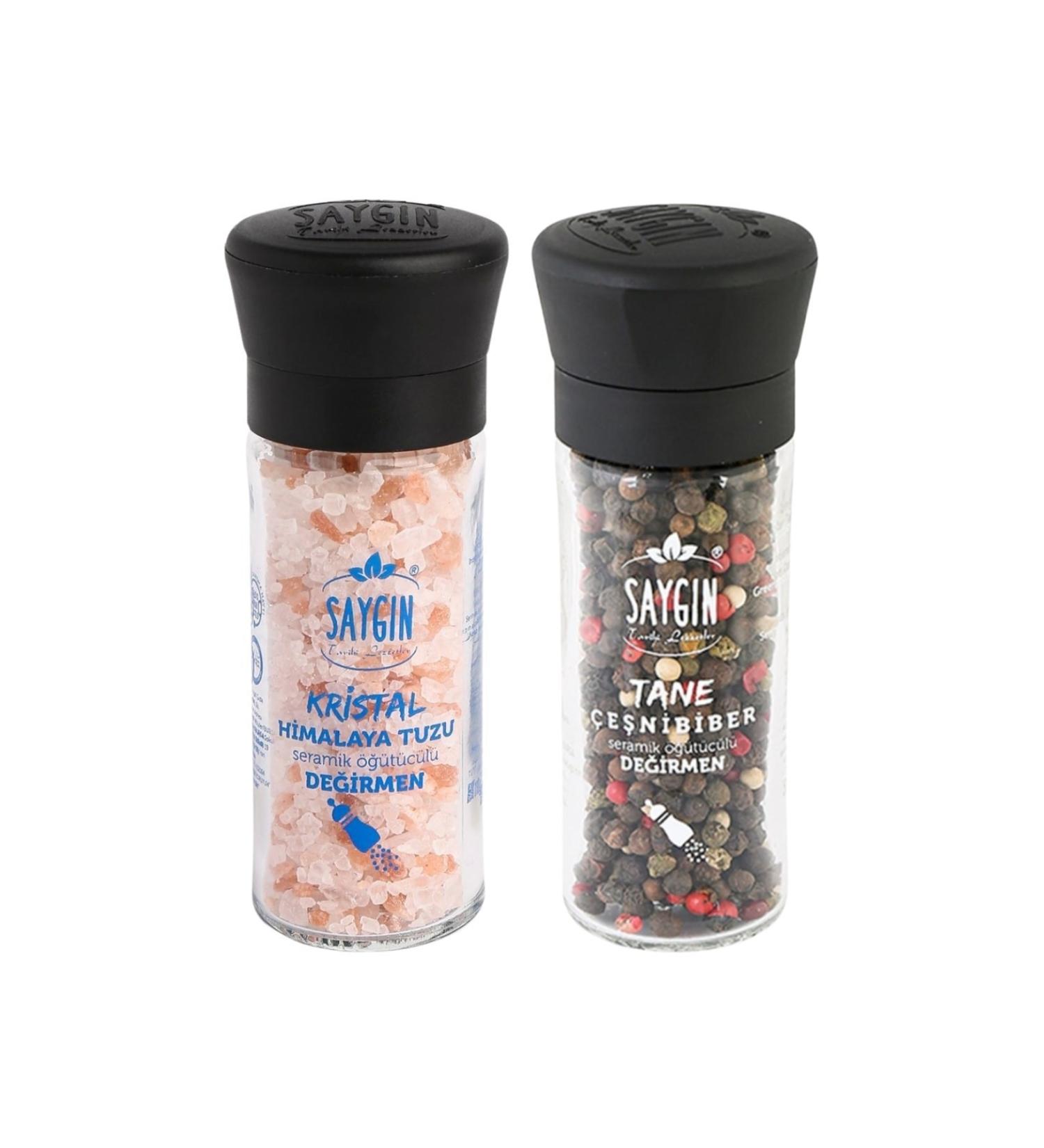 Respected Himalayan Salt 110 Gr-seasoned Black Pepper Mill 50 Gr (with ceramic grinder)