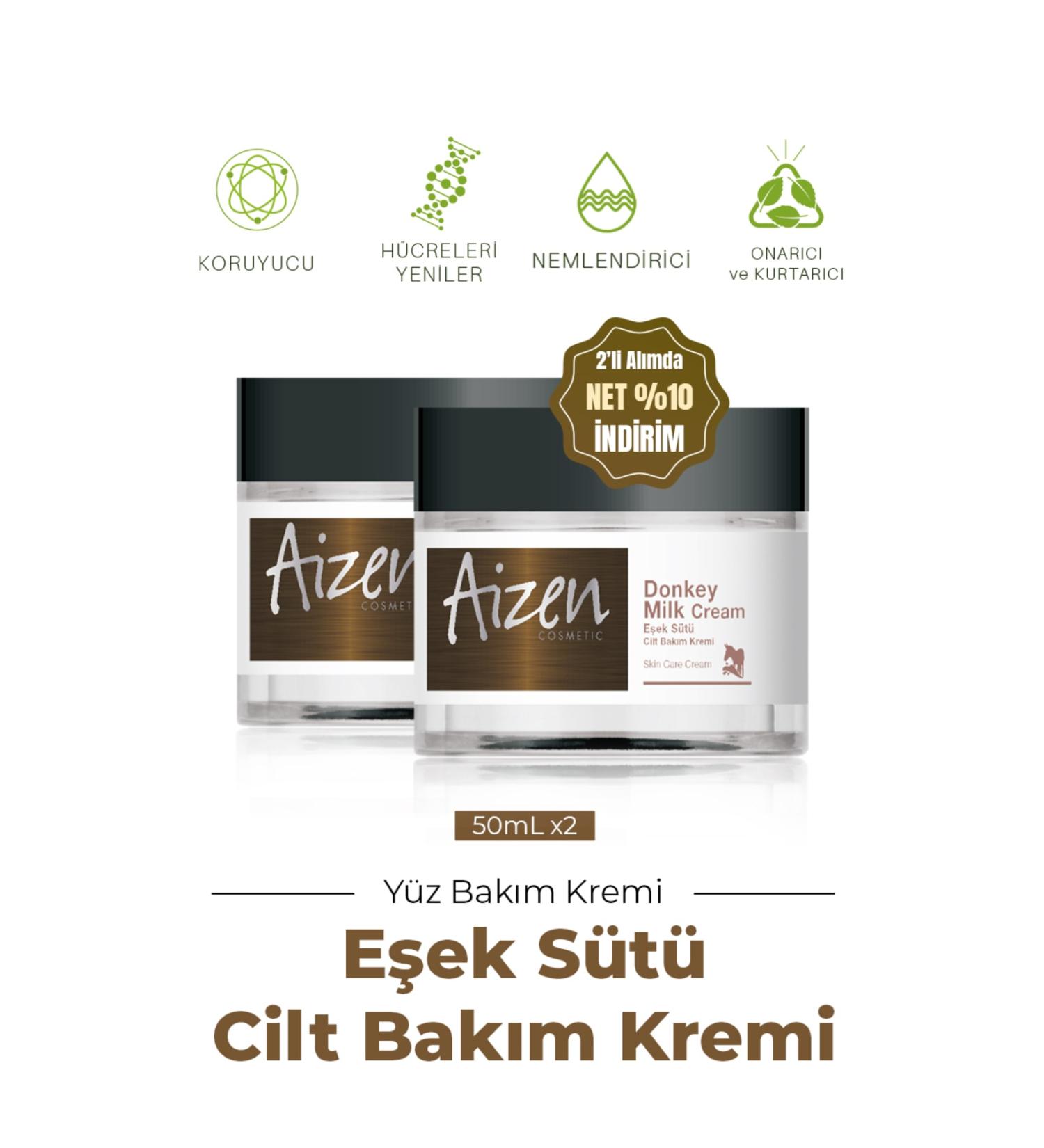 Aizen Donkey Milk Cream - Donkey Milk Cream - Renewal - Moisturizing - Body Care - 2 Pieces