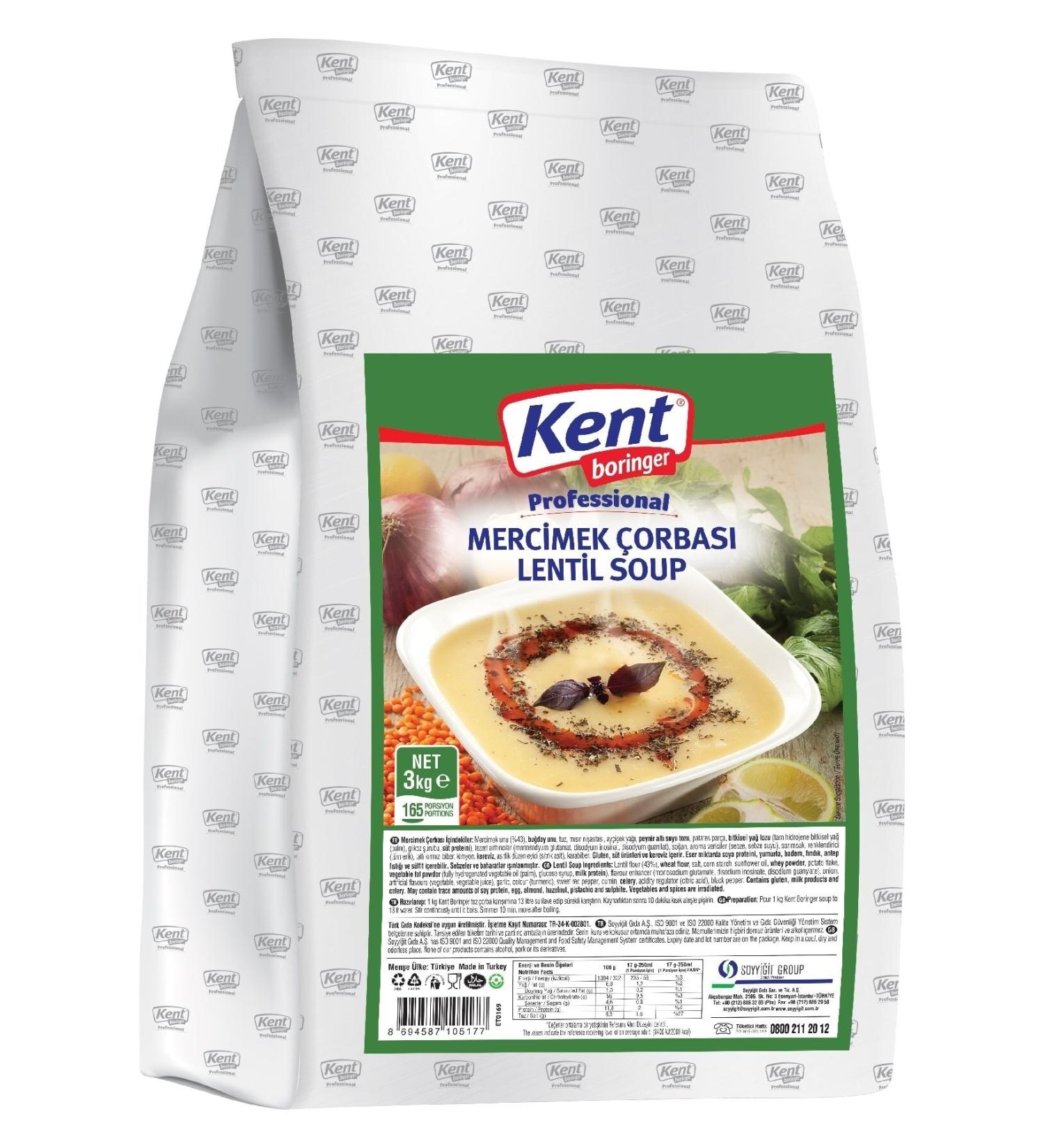 Kent Boringer Lentil Soup 3 Kg