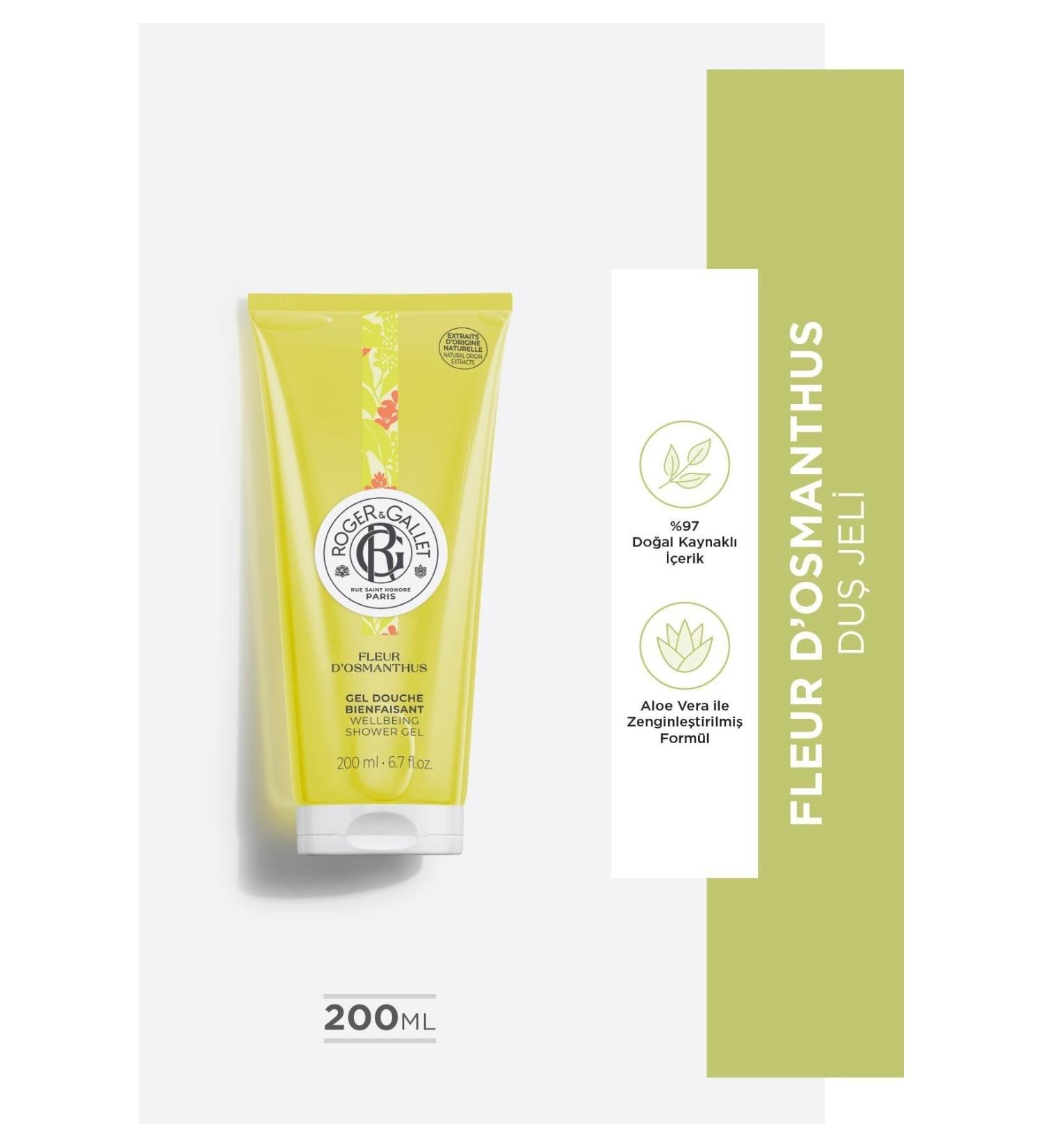 Roger&Gallet Fleur D'osmanthus Aloe Vera and Apricot Extract Refreshing Herbal Moisturizing Shower Gel 200ml