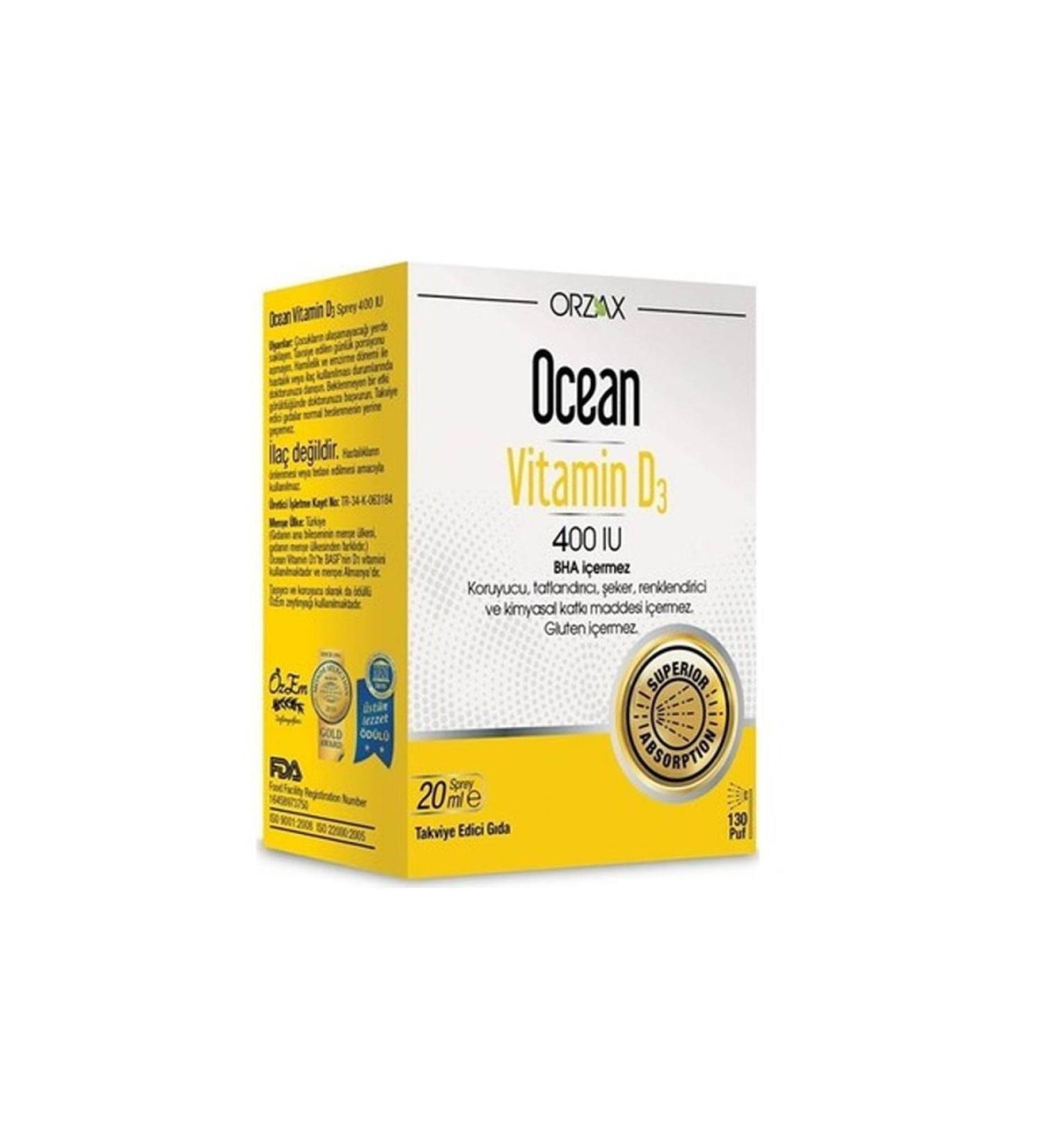 Ocean Ocean Vitamin D3 400 Iu Spray 20 Ml