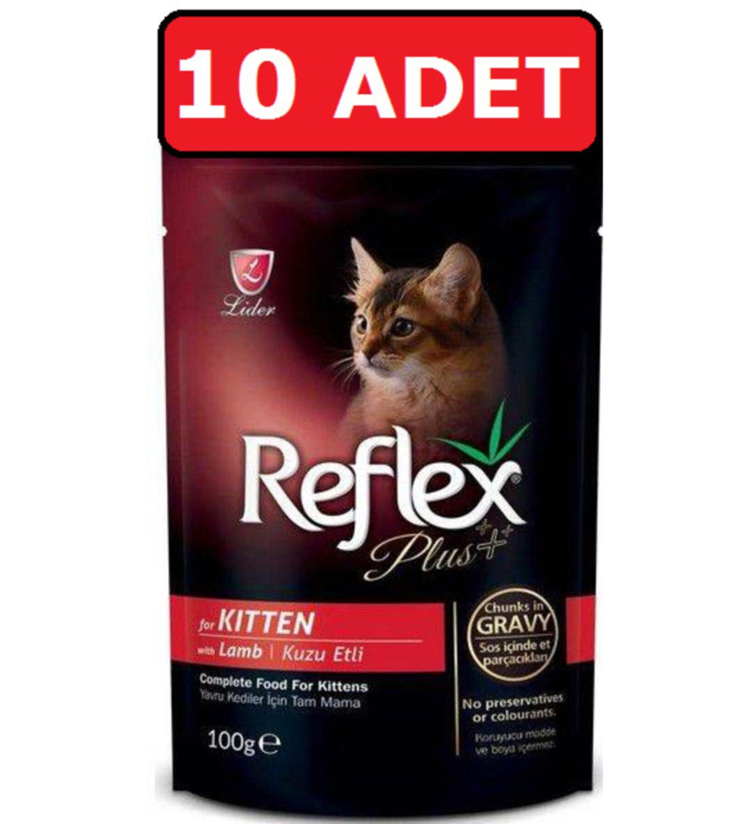 Reflex Lamb Meat Pounch Kitten Canned Cat Food 10 Pieces X 100 Gr Wet Food