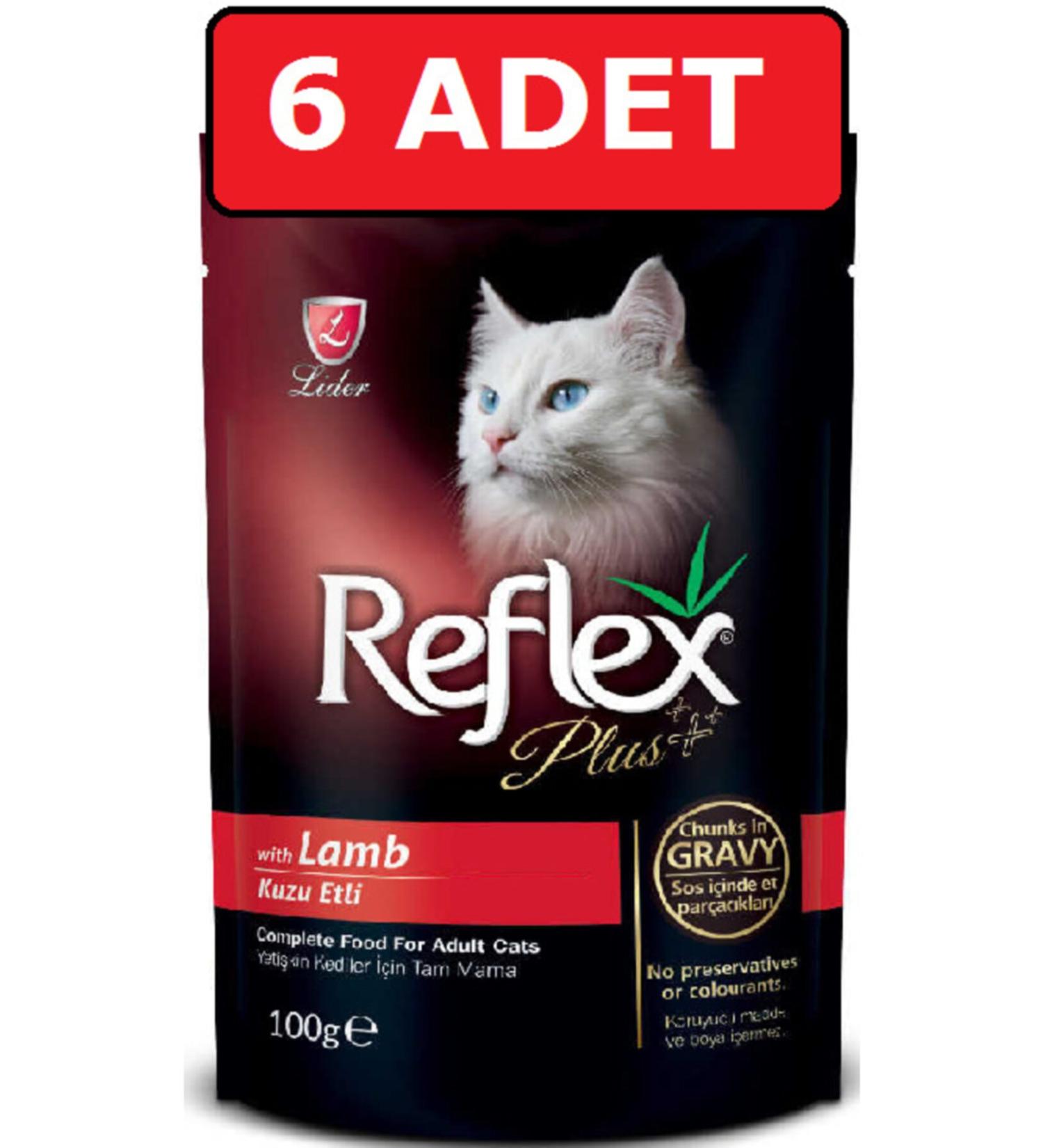 Reflex Lamb Meat Pounch Adult Cat Canned Food 6 Pieces X 100 Gr Wet Food