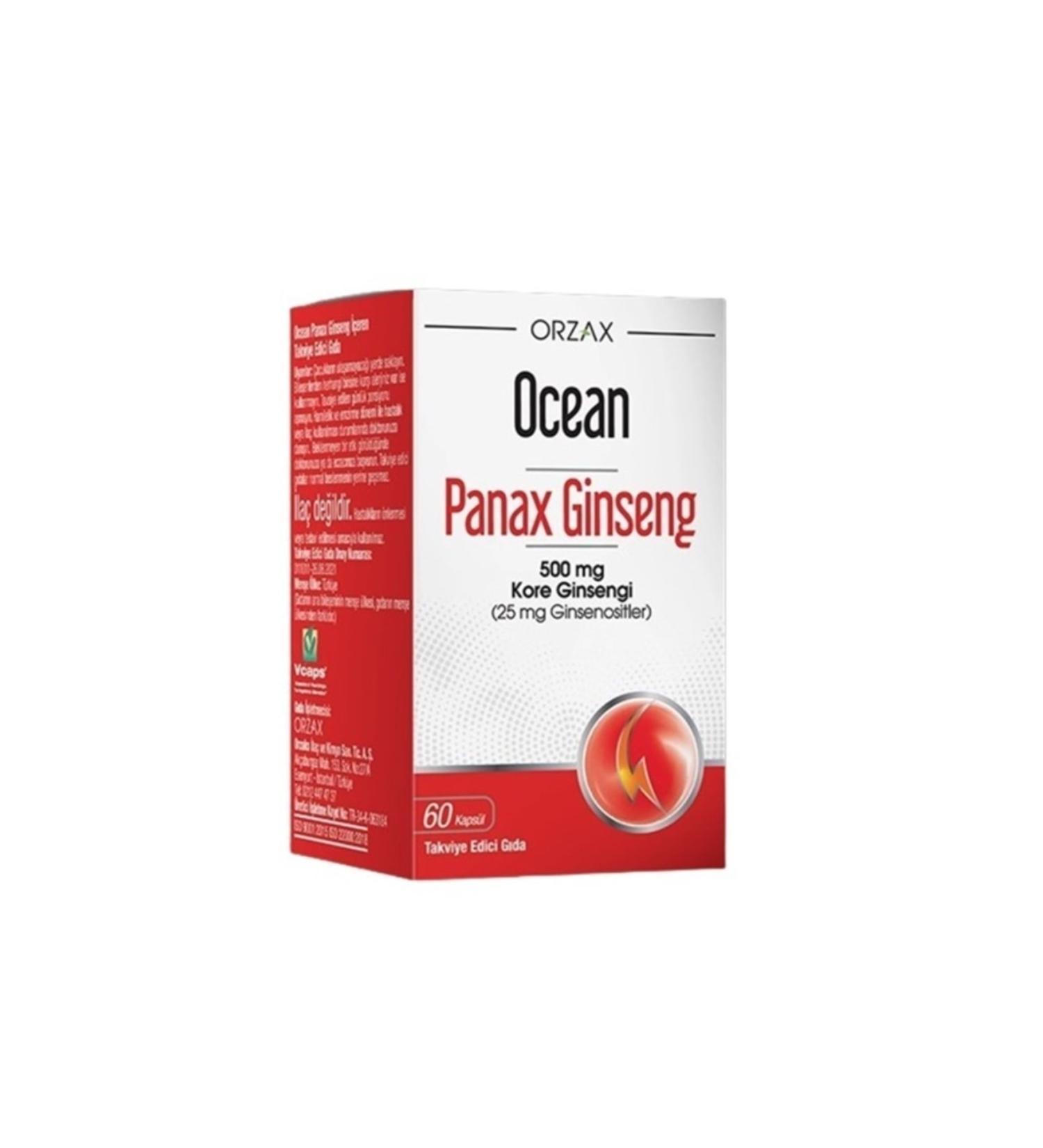 Ocean Orzax Panax Ginseng 500 mg 60 Capsules