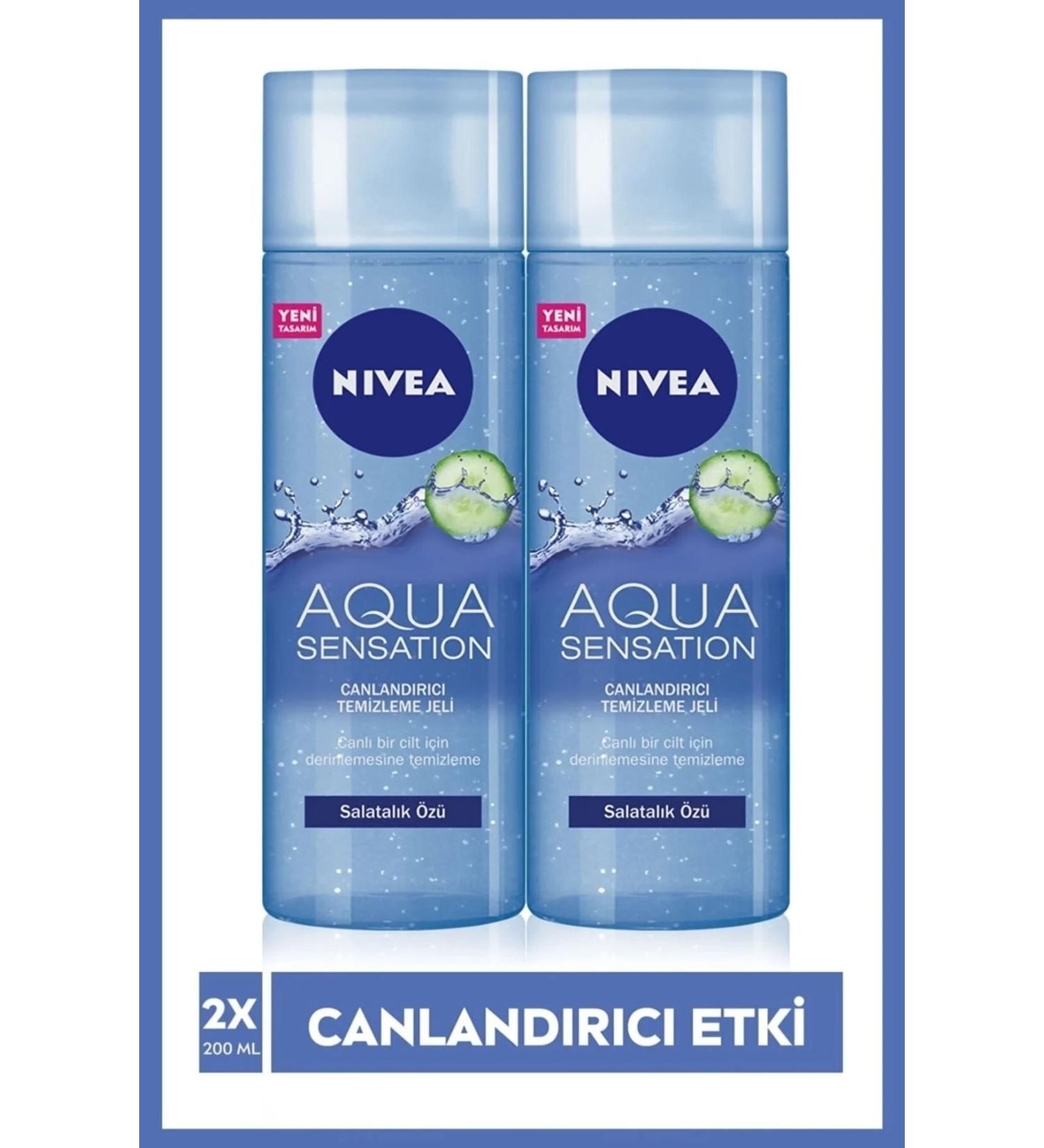 NIVEA Aqua Sensation Refreshing Facial Cleansing Gel 200ml Cucumber Extract Effective Face Cleansing X2pcs