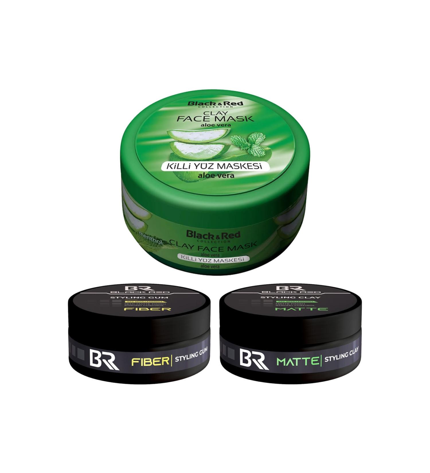 Black Red Clay Face Mask Aloe Vera 400 Gr. 2 Pieces 120 Ml. Wax - Buy Online on GoSupps.com