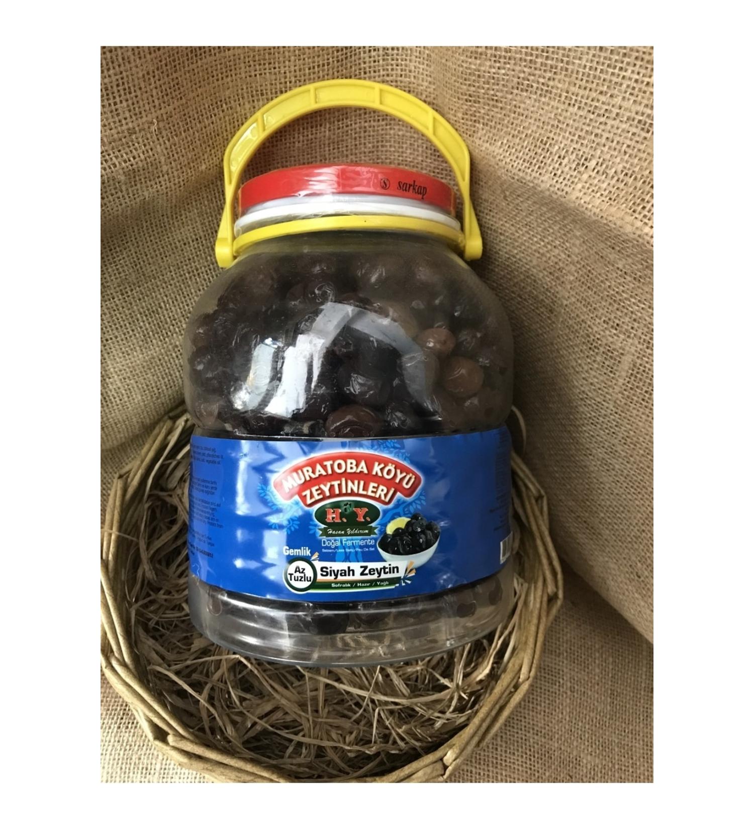 HY OLIVE Hyzeytin Low Salt Table Black Olive Gemlik Natural Fermented (261-290)(1.800 GR.)(CAM PET)