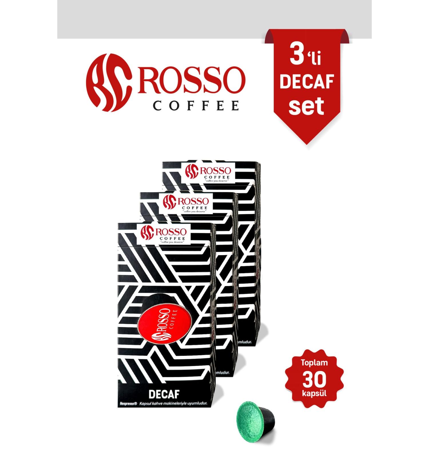 rosso coffee Decaf Capsule Coffee 3-Piece Set 10-Piece Pack - Compatible with Nespresso Machines