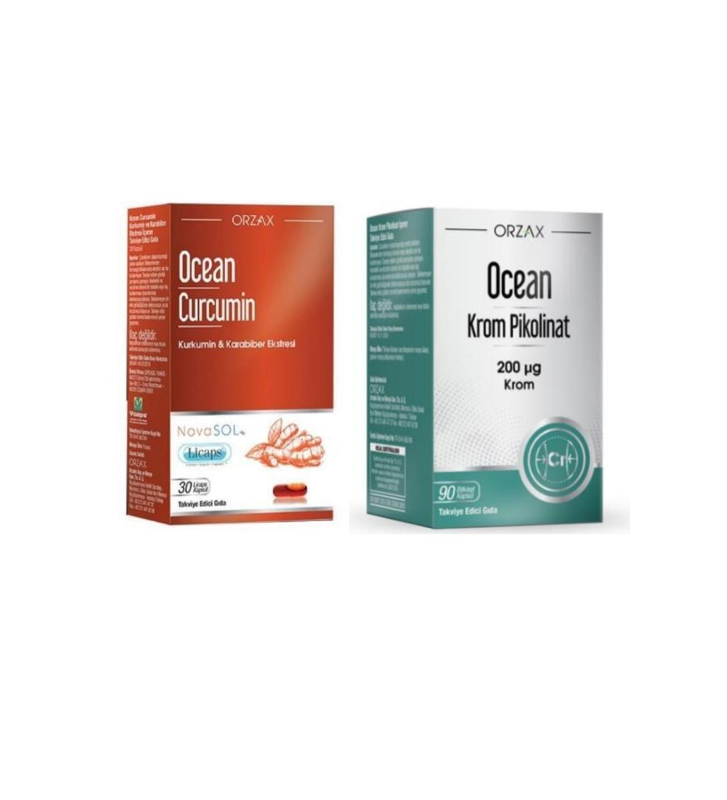 Ocean Curcumin 30 Capsules + Chromium Picolinate 200 Mcg 90 Capsules Double Set