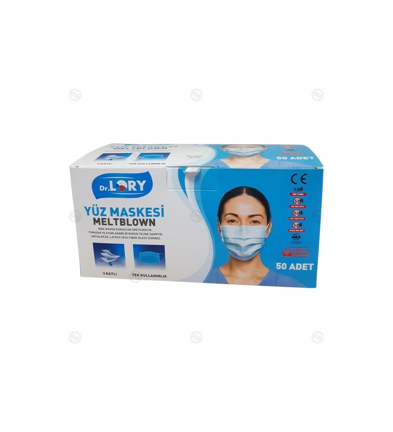 Dr. Lory White Medical Face Mask Meltblown Thin Elastic 3 Layer Wire - Buy Online on GoSupps.com