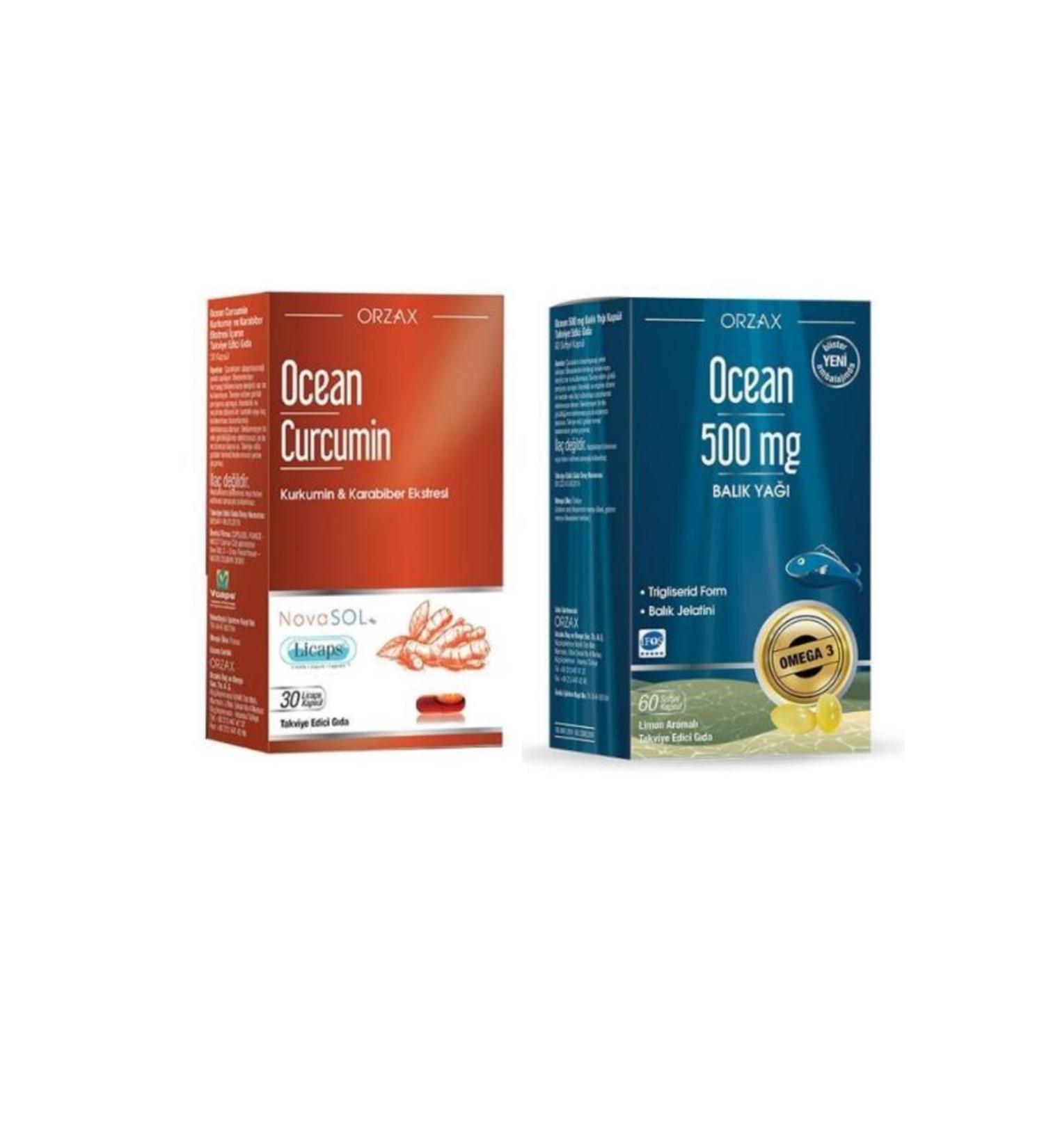 Ocean Curcumin 30 Capsules + 500 Mg Omega 60 Capsules Double Set