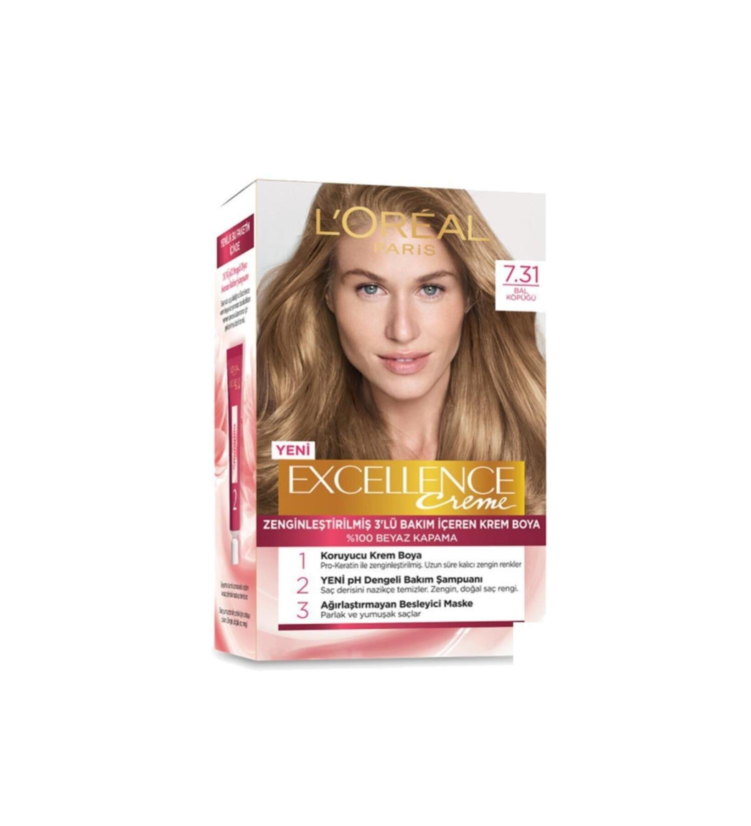 L'Oreal Paris Excellence Hair Dye 7.31 Honey Foam - Buy Online on GoSupps.com