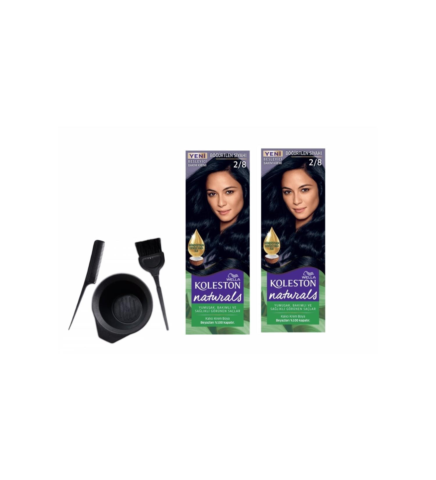 Wella Naturals Hair Dye 50ml 2/8 Black Berry X2 Pieces + Coloring Kit