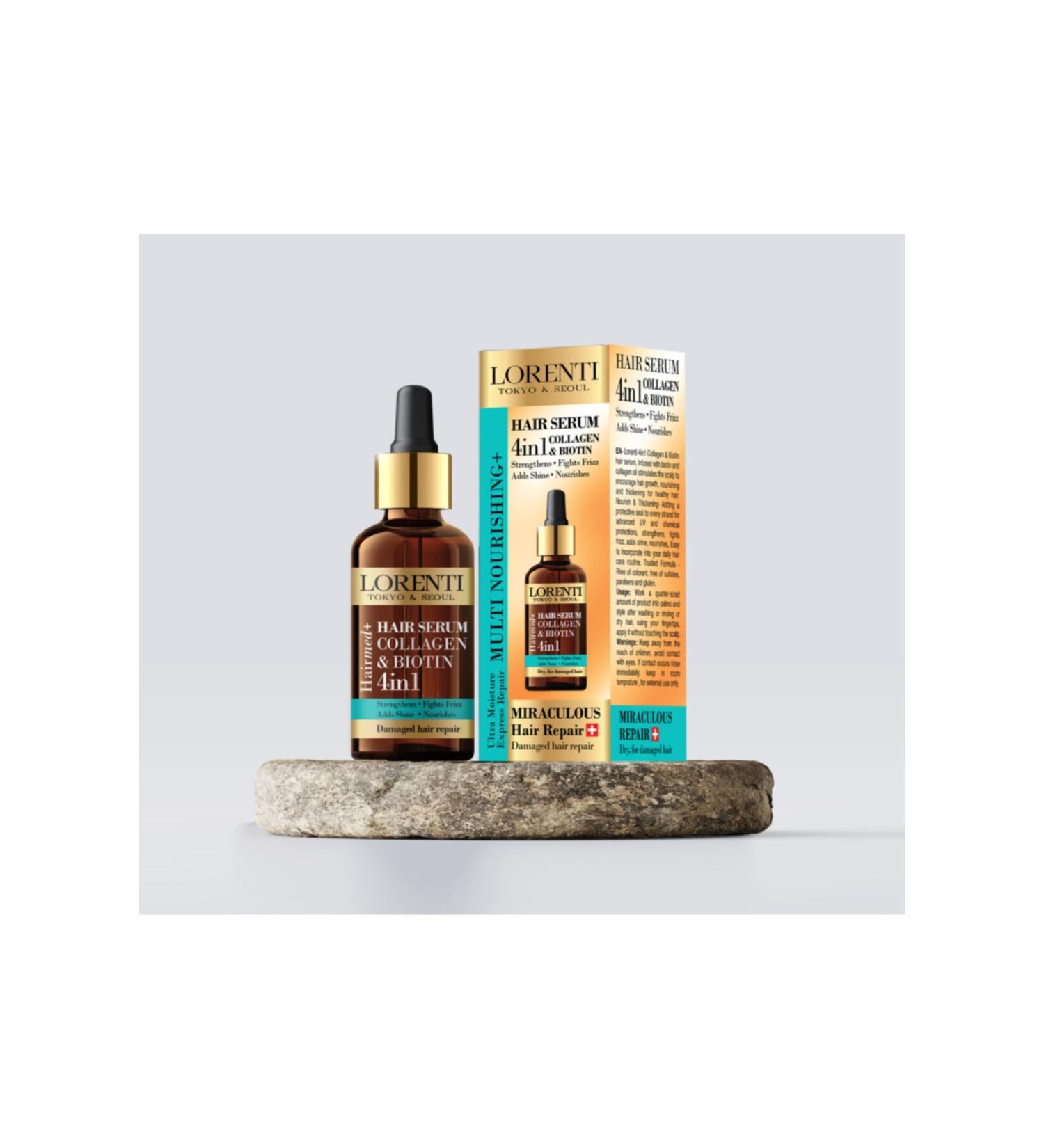LORENTI Collagen & Biotin Nourishing Smoothing Repairing Hair Care Serum 4 in 1 50 ml