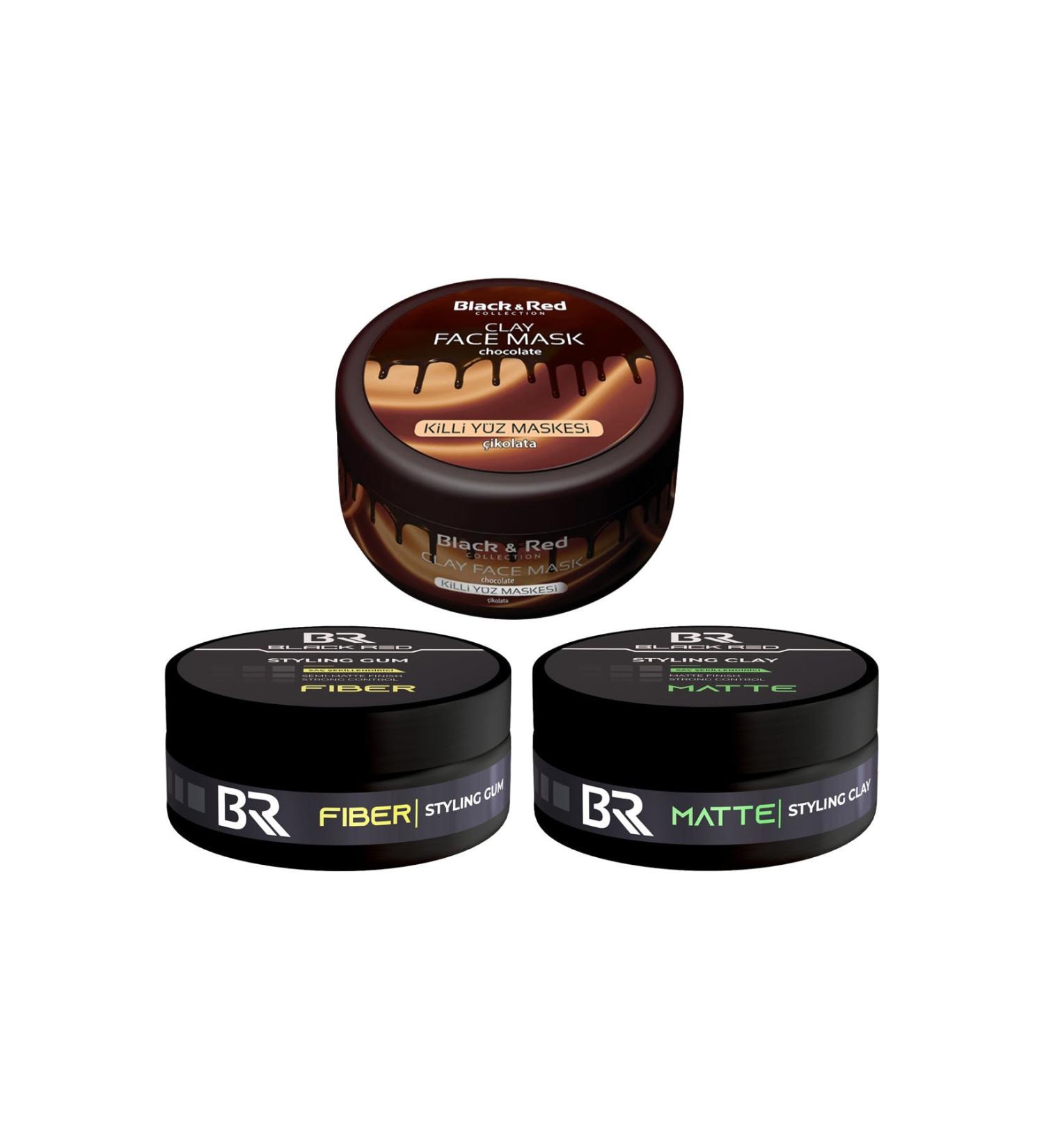 Black Red Clay Face Mask Chocolate 400 Gr. 2 Pieces 120 Ml. Wax