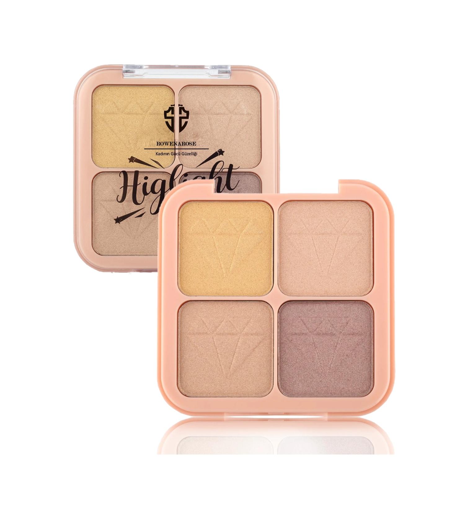 ROWENAROSE 4 Color Diamond Emblem Highlight Palette