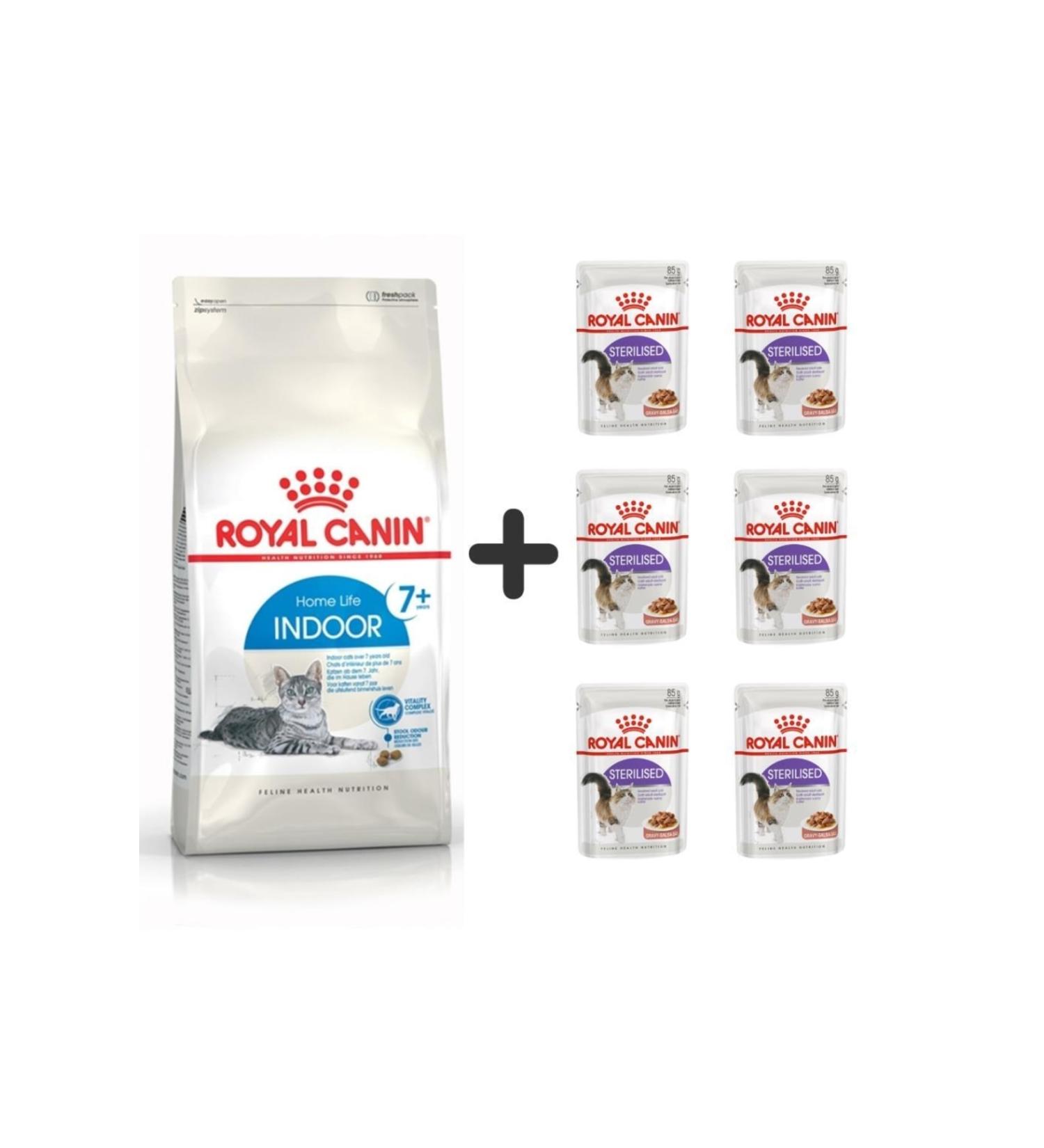 Royal Canin Indoor 7+ Senior Dry Cat Food 3.5 Kg + 6 Pieces Wet Food