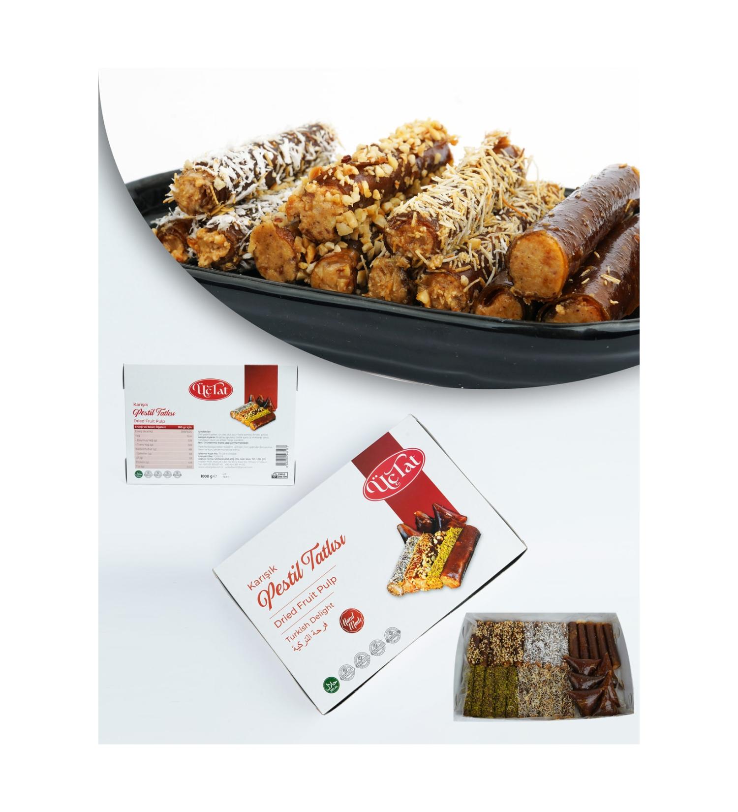 TAT GIDA Mixed Fruit Rolls Desserts (HAZELNUT PASTE SWEETENED WITH MULBERRY MOLASSES AND HONEY) 1kg