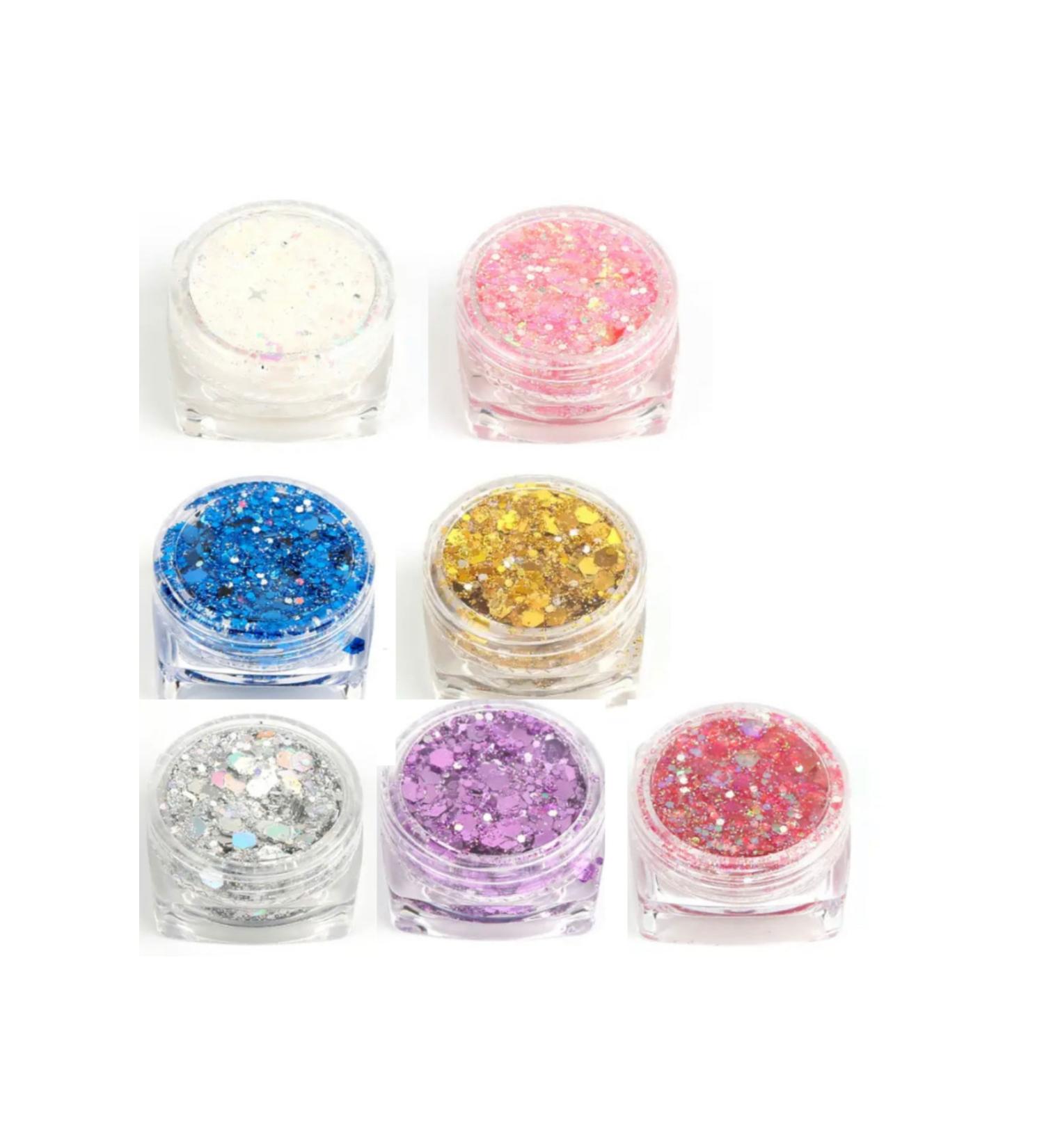 Lusso Cosmetics Gel Form Eye Hair Body Face Nail Shine Glitter Set