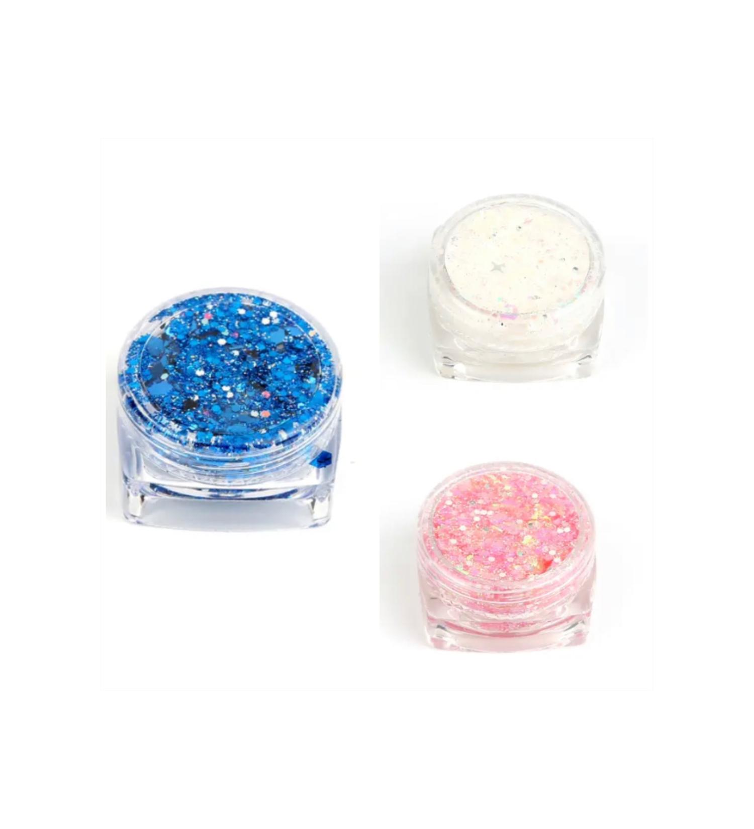 Lusso Cosmetics Gel Form Eye Hair Body Face Nail Shine Glitter Set