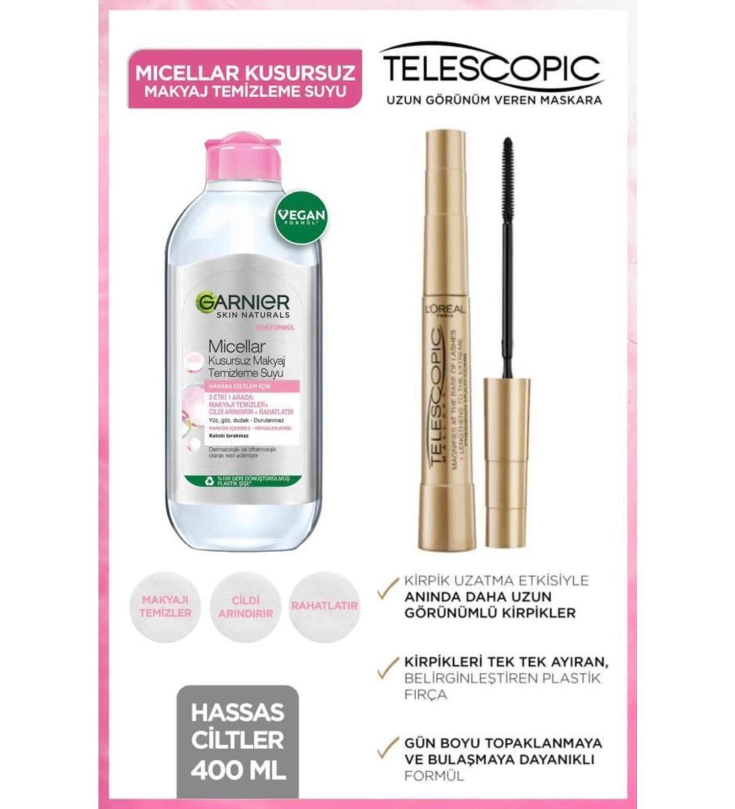 L'Oreal Paris Telescopic Individually Separated Instant Long Lashes Makeup Remover Set - Buy Online on GoSupps.com