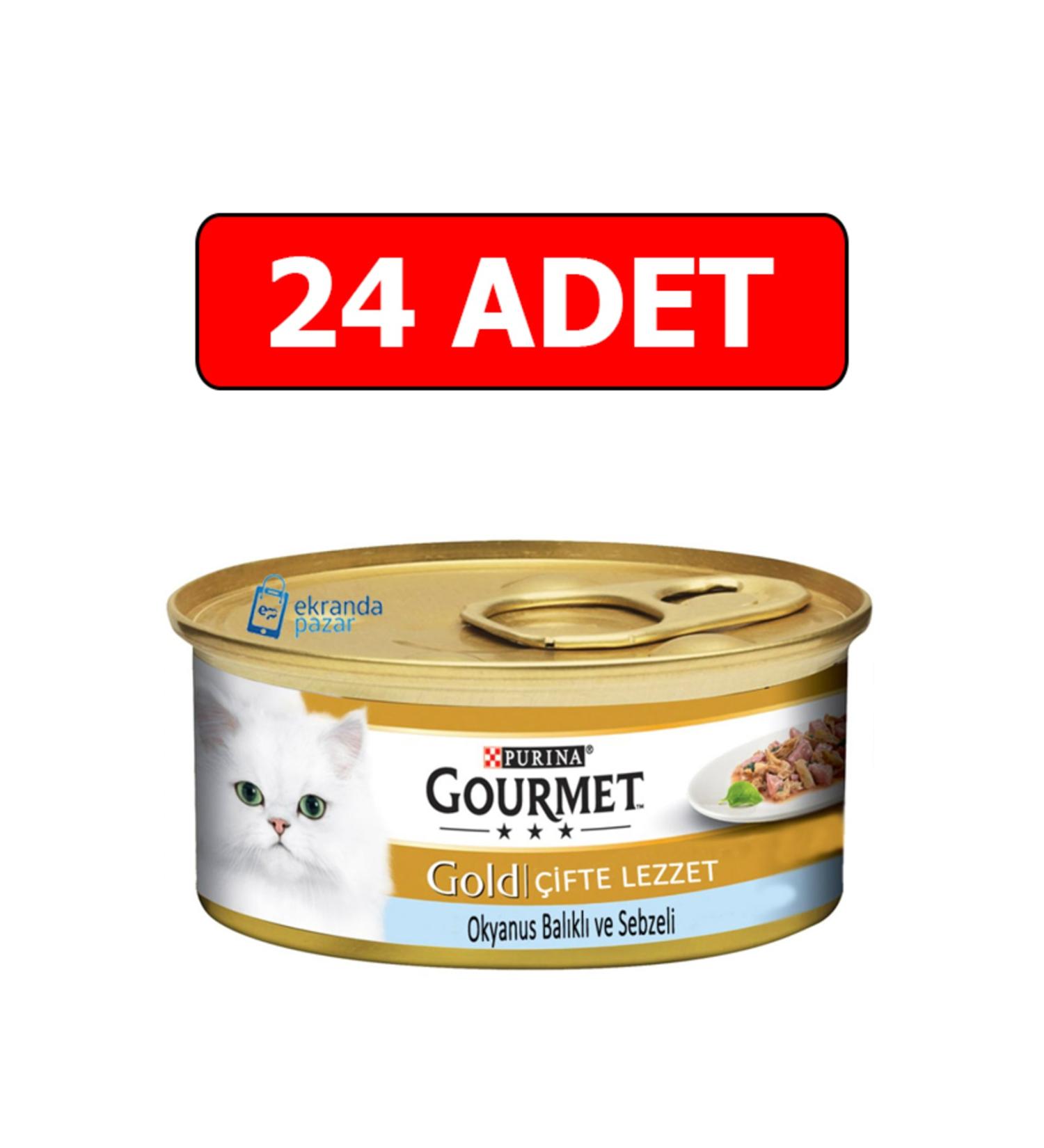 Gourmet Gold Canned Cat Food with Ocean Fish in Spinach Sauce 85 Gr 24 Pieces Wet Food