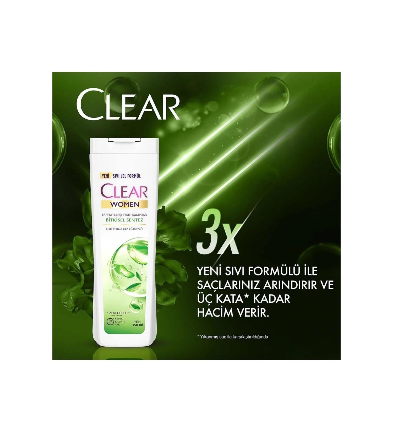 Clear Women Anti-Dandruff Shampoo Herbal Synthesis Aloe Vera & Tea Tree Oil 350 ml - Buy Online on GoSupps.com