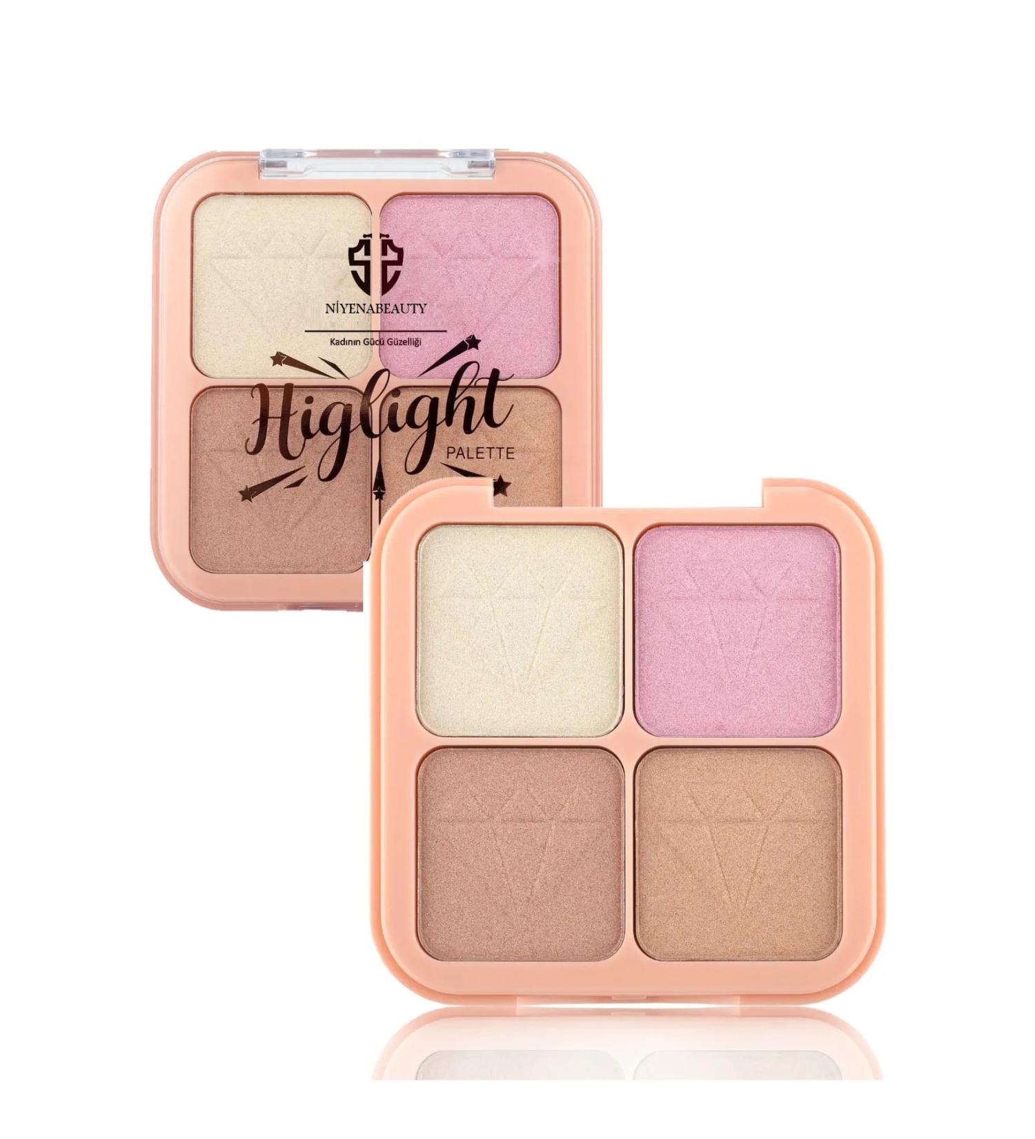N YENABEAUTY 4 Color Diamond Emblem Highlight Palette